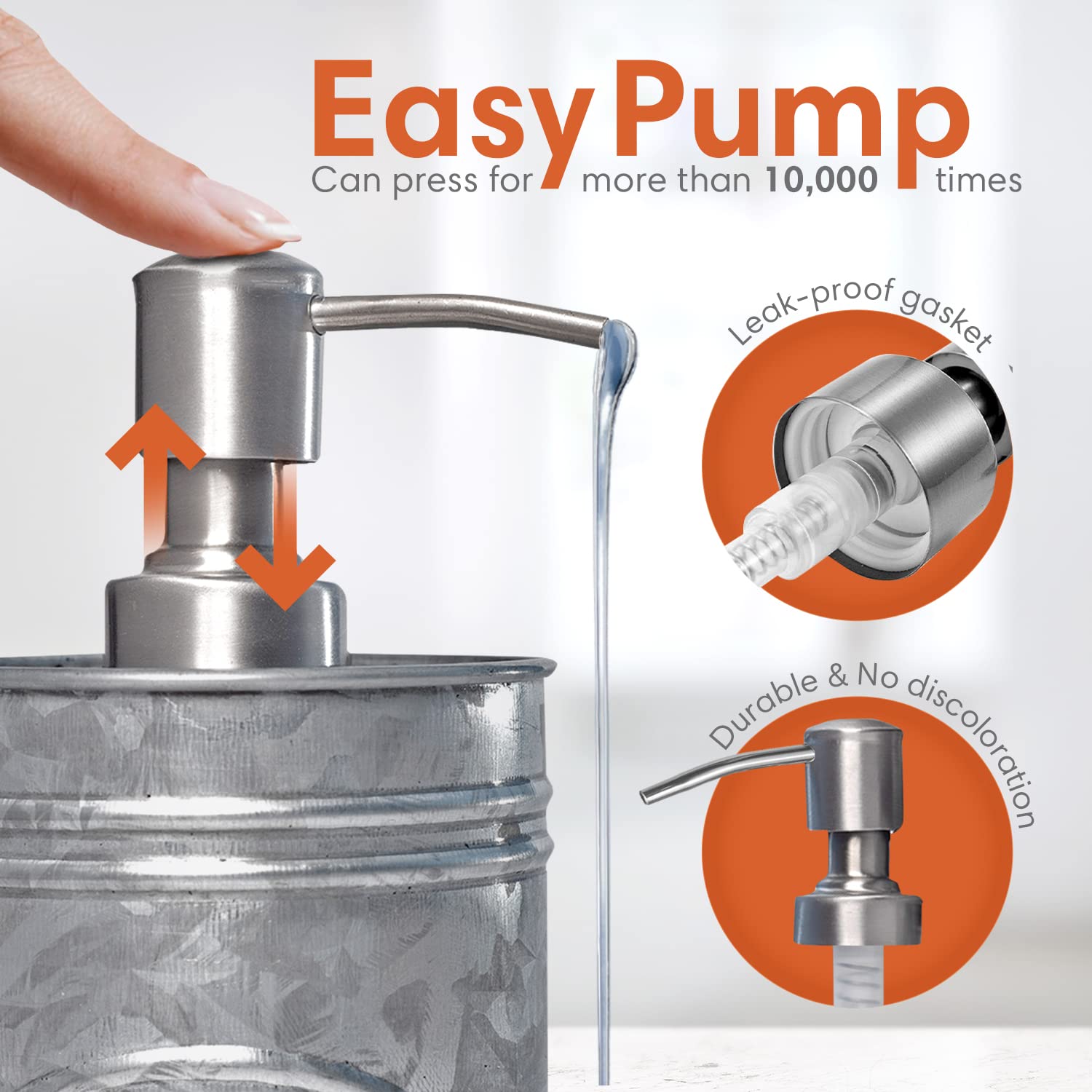 Autumn Alley Galvanized Farmhouse Soap Dispenser Kitchen - Rustic Soap Dispenser For Bathroom - Stainless Steel Pump For Hand Wa