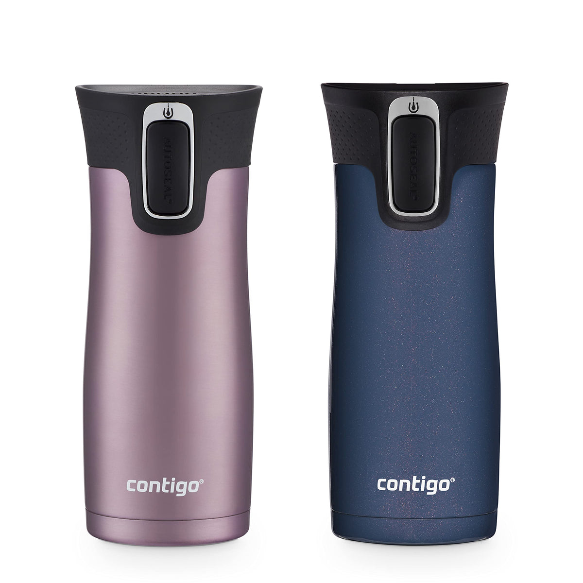 Contigo Autoseal West Loop Stainless Steel Vacuum-Insulated Travel Mug, 16Oz 2-Pack In Vervain & Midnight Berry, Leak And Spill-