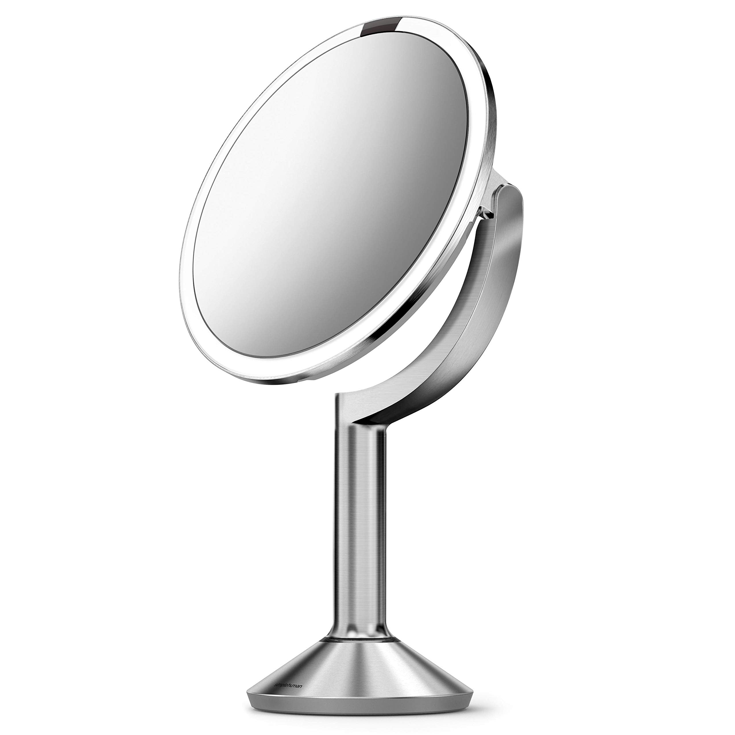 simplehuman ST3024 20cm Sensor Mirror Trio with Touch-Control Brightness, Light Up Makeup Magnifying Mirror, 10x, 5x, 1x Magnifi