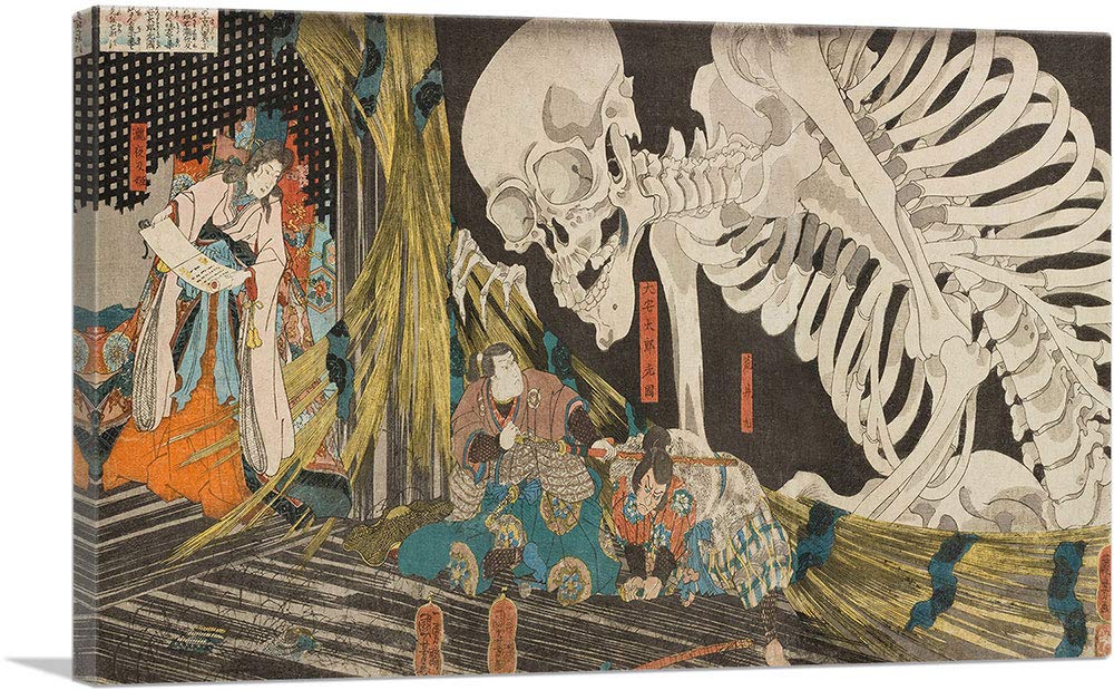 Artcanvas Mitsukuni Defying The Skeleton Spectre 1845 Canvas Art Print Stretched Framed Painting Picture Poster Giclee Wall Deco