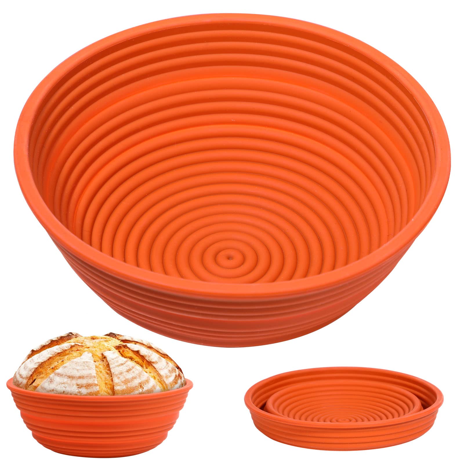 Webake Silicone Bread Proofing Basket,Collapsible Sourdough Bread Baking Supplies Dough Proofing Bowl Containers Oven Safe Bakin