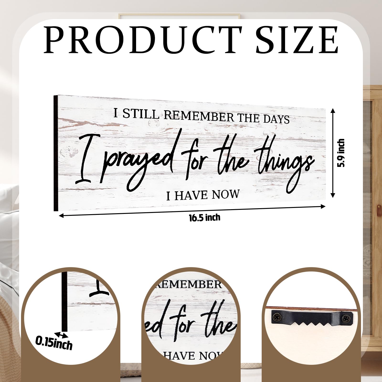 Jetec Farmhouse Bible Verse Scripture Wall Signs, I Still Remember The Days I Prayed for The Things I Have Now Wooden Plaque Dec
