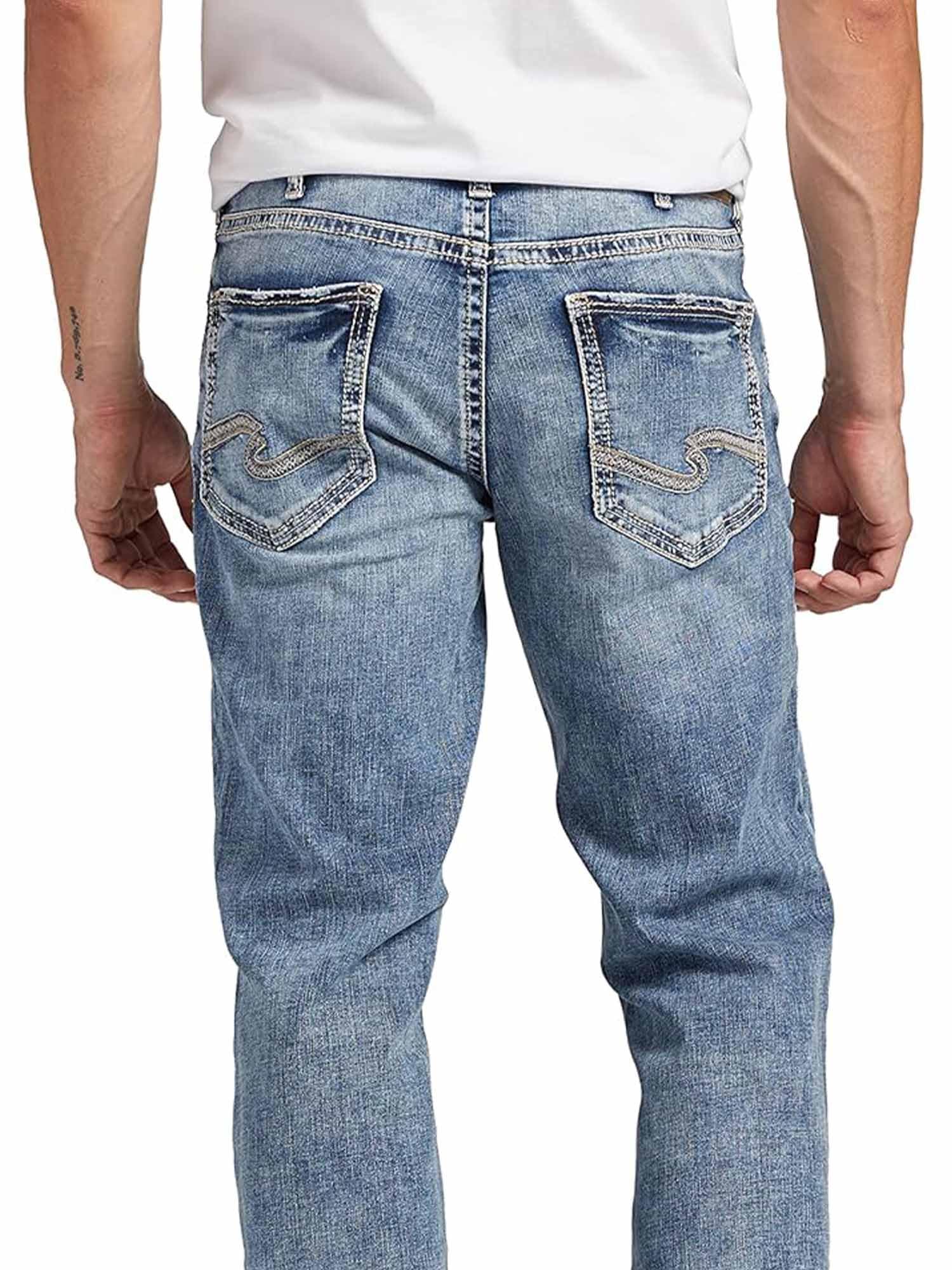 Silver Jeans co Mens Zac Relaxed Fit Straight Leg Jeans, Med wash SDK241, 38W x 34L