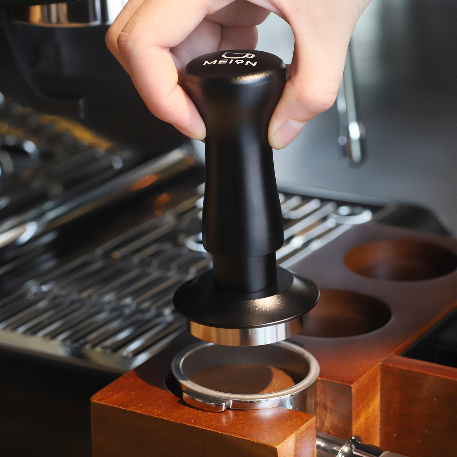 Meion Espresso Tamper 53.3Mm Coffee Tamper, Calibrated Dual Spring Loaded Barista Tamper With Stainless Steel Base, Comes With A