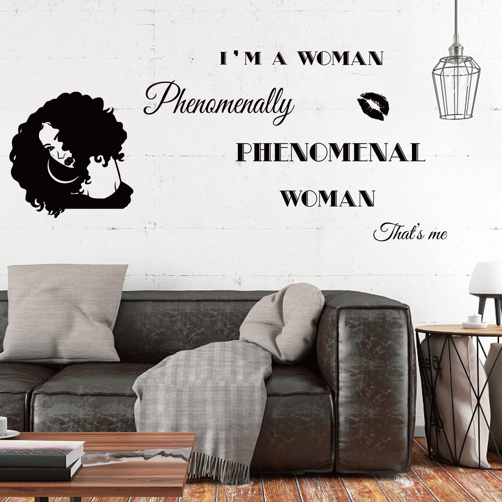 Superdant Inspirational Theme Pvc Wall Sticker I Am A Phenomenal Woman Quotes Woman Avatar Pattern Wall Art Sticker Vinyl Wall D