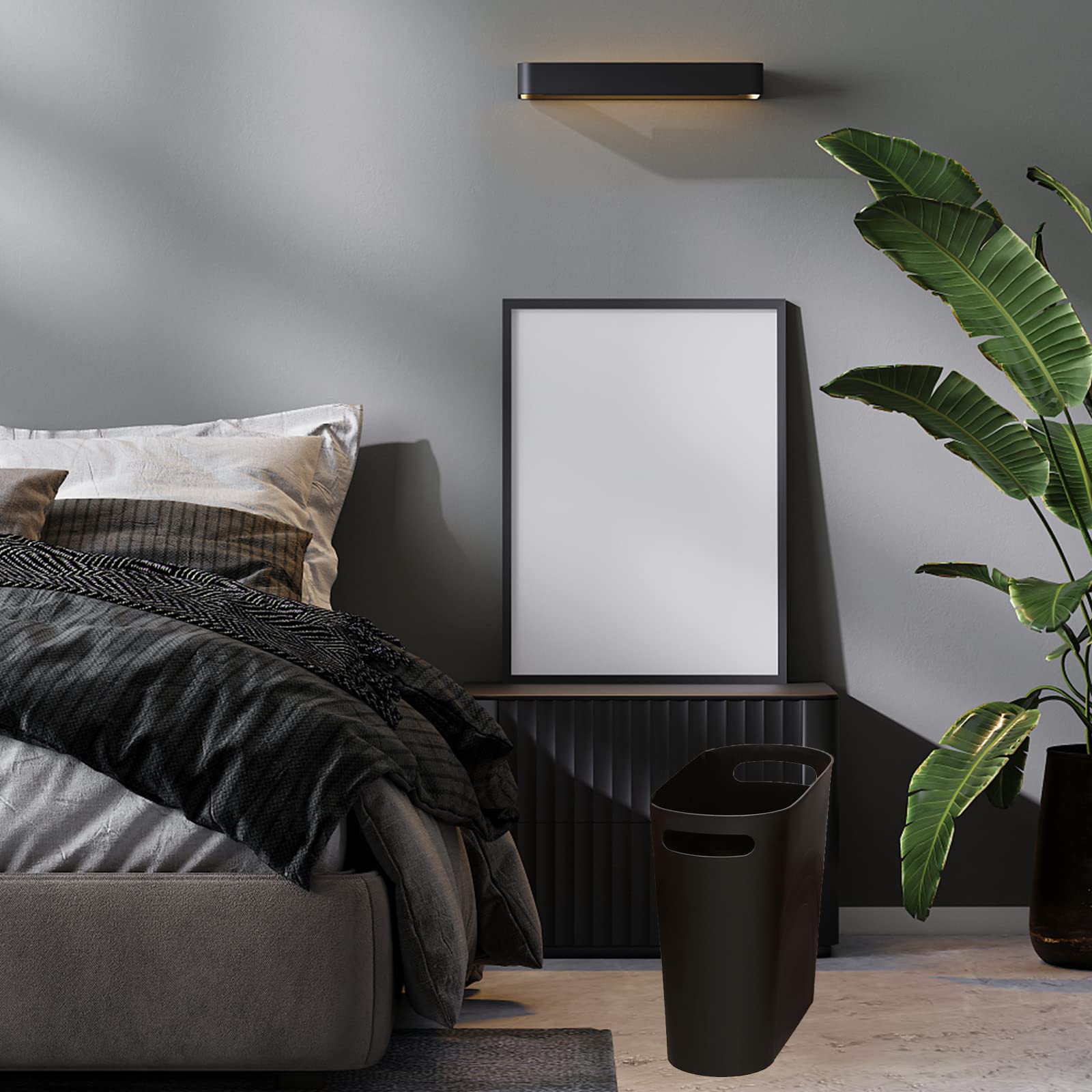 Small Trash Can Garbage Can Container Bin With Handles 3 Gallons Plastic Wastebasket For Bathrooom, Bedroom, Office, Kitchen, La