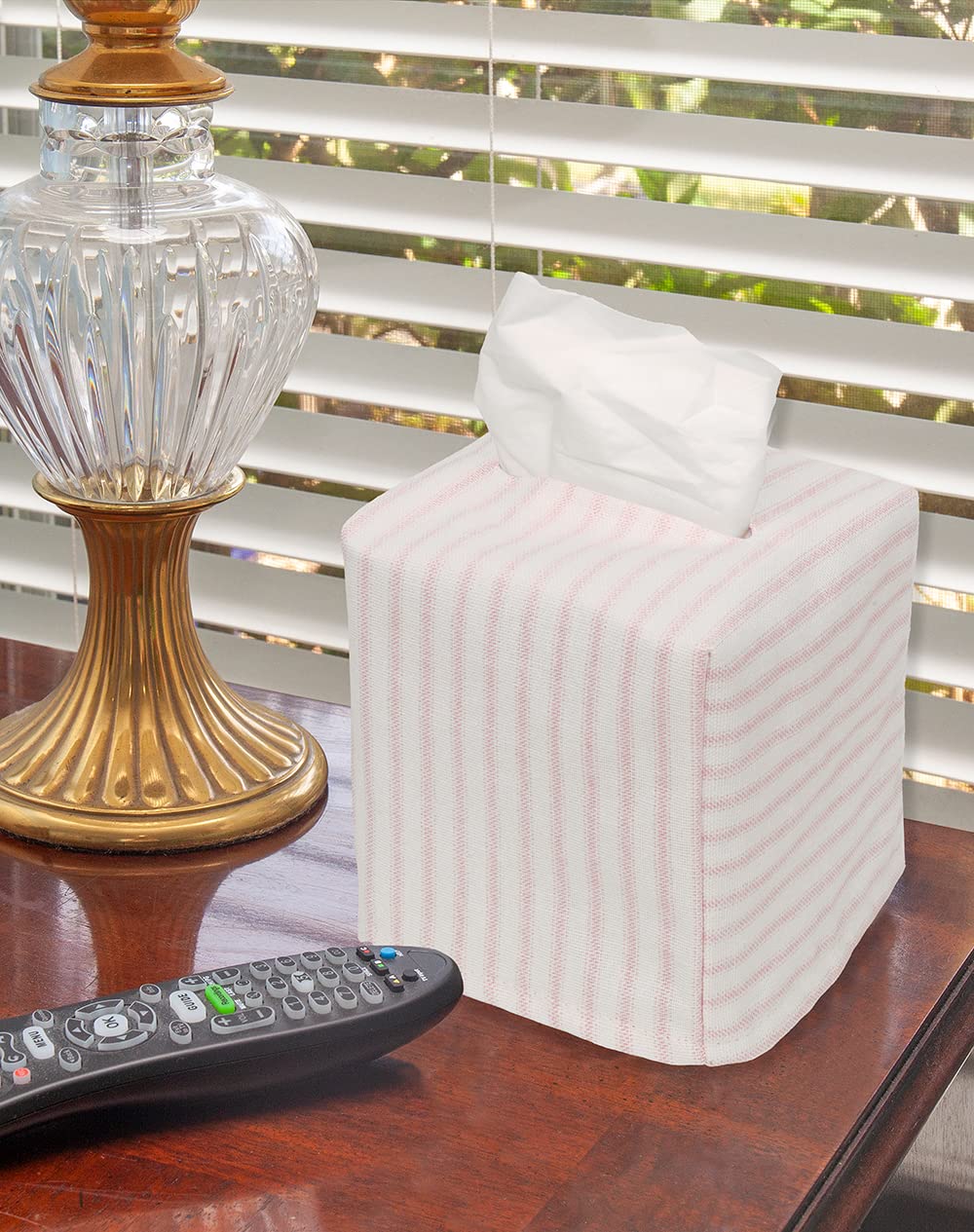 Tissue Box Cover Tissue Holder Tissue Dispenser Square Cube, Soft Fabric Cover Slips Over Cardboard Facial Tissue Boxes - Pink R