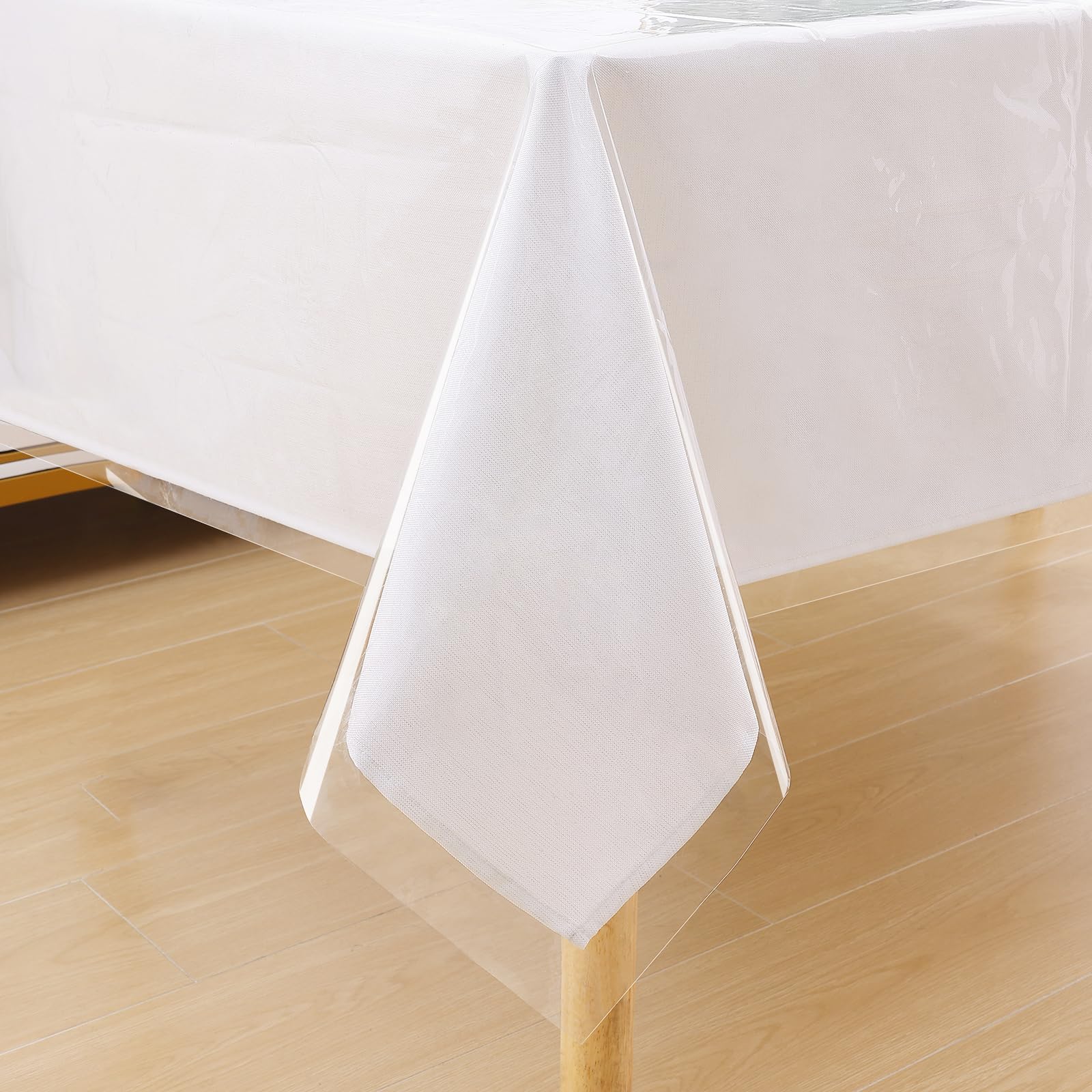 Smiry Rectangle Clear Table Cloth 52X70 Inch, Waterproof Wipeable Vinyl Tablecloths Protector, Oil Spill Proof Transparent Plast