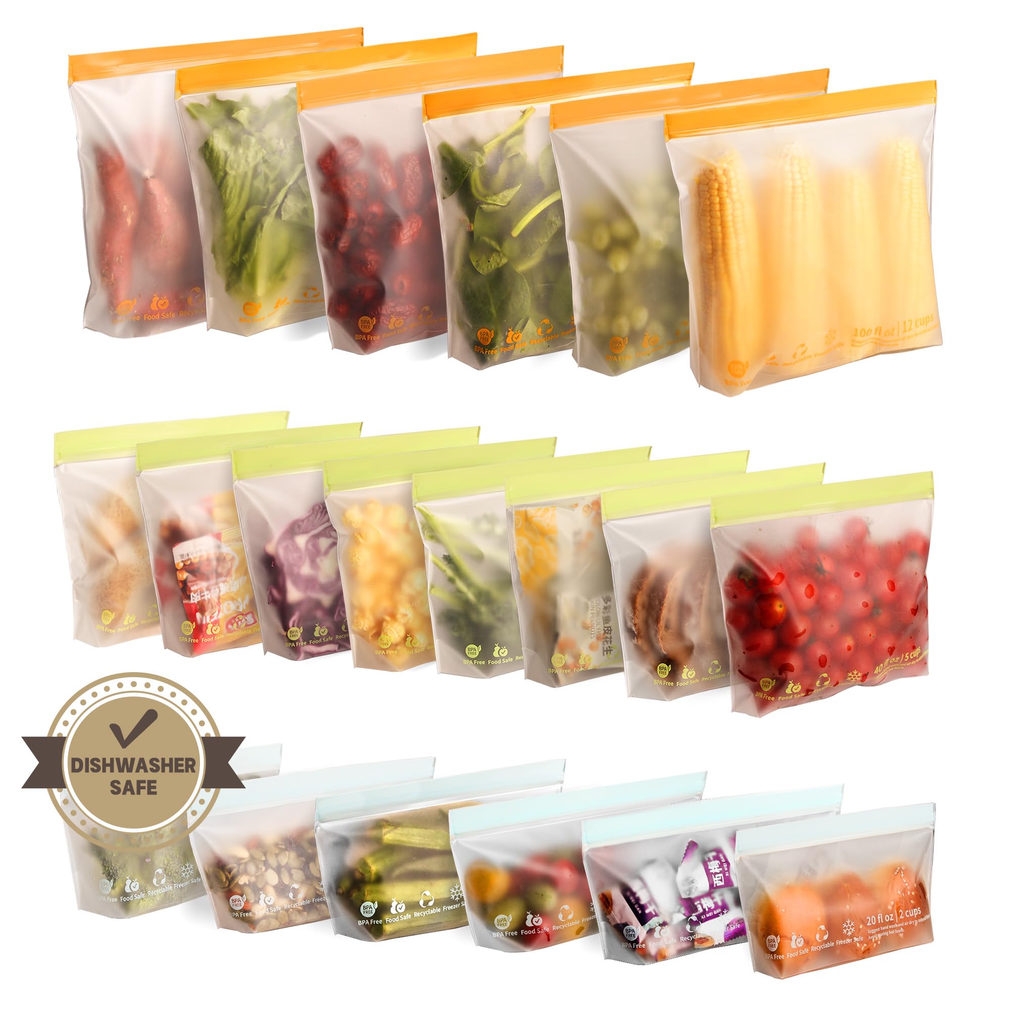 20 Pack Reusable Sandwich Bags,Food Storage Bags Freezer Bags