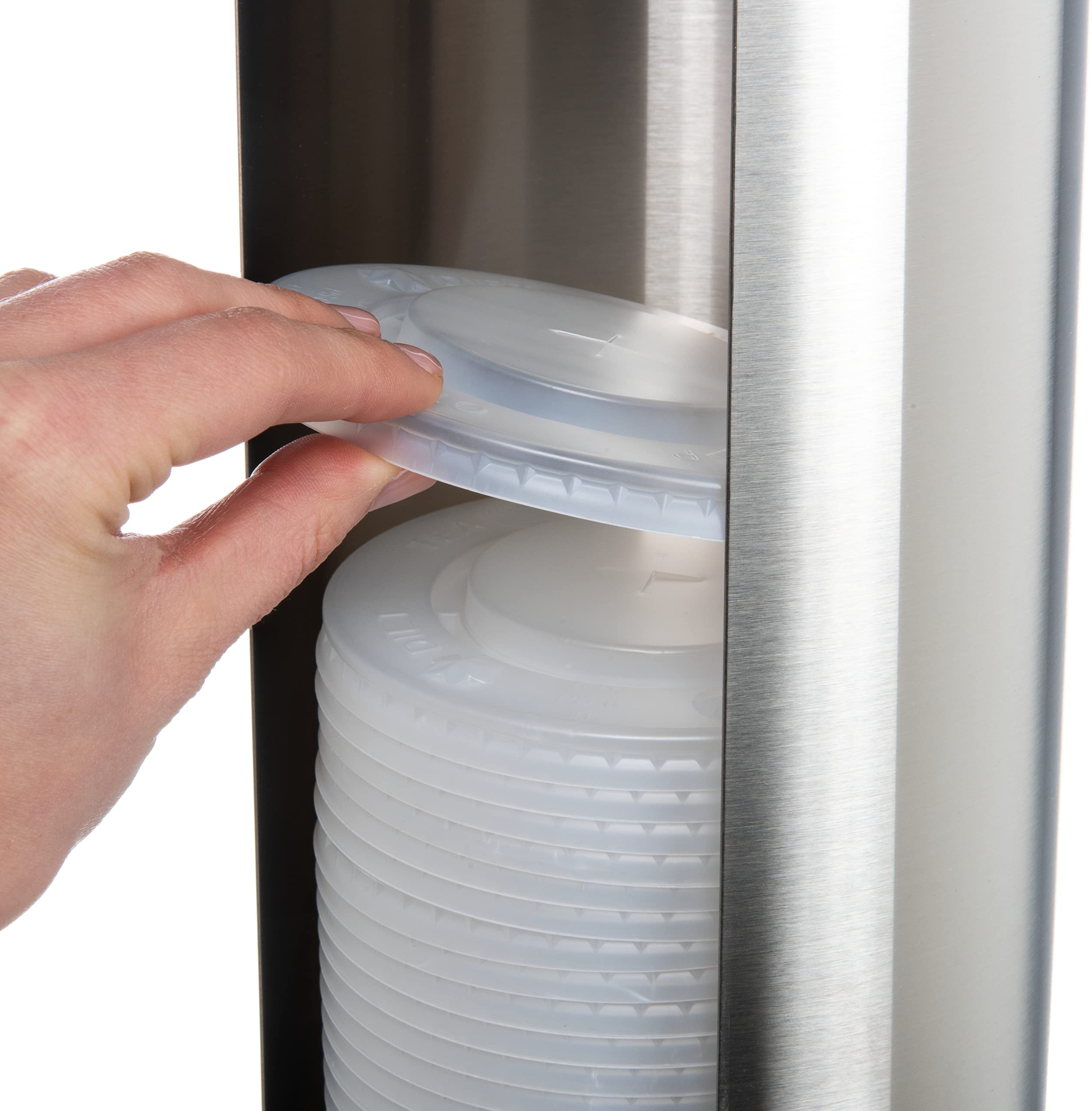 San Jamar Lid Dispenser Wall-Mounted, 24 - 46 Oz Cups With Dual Lid Capacity For Restaurants, Dining Halls, And Fast Food, Stain