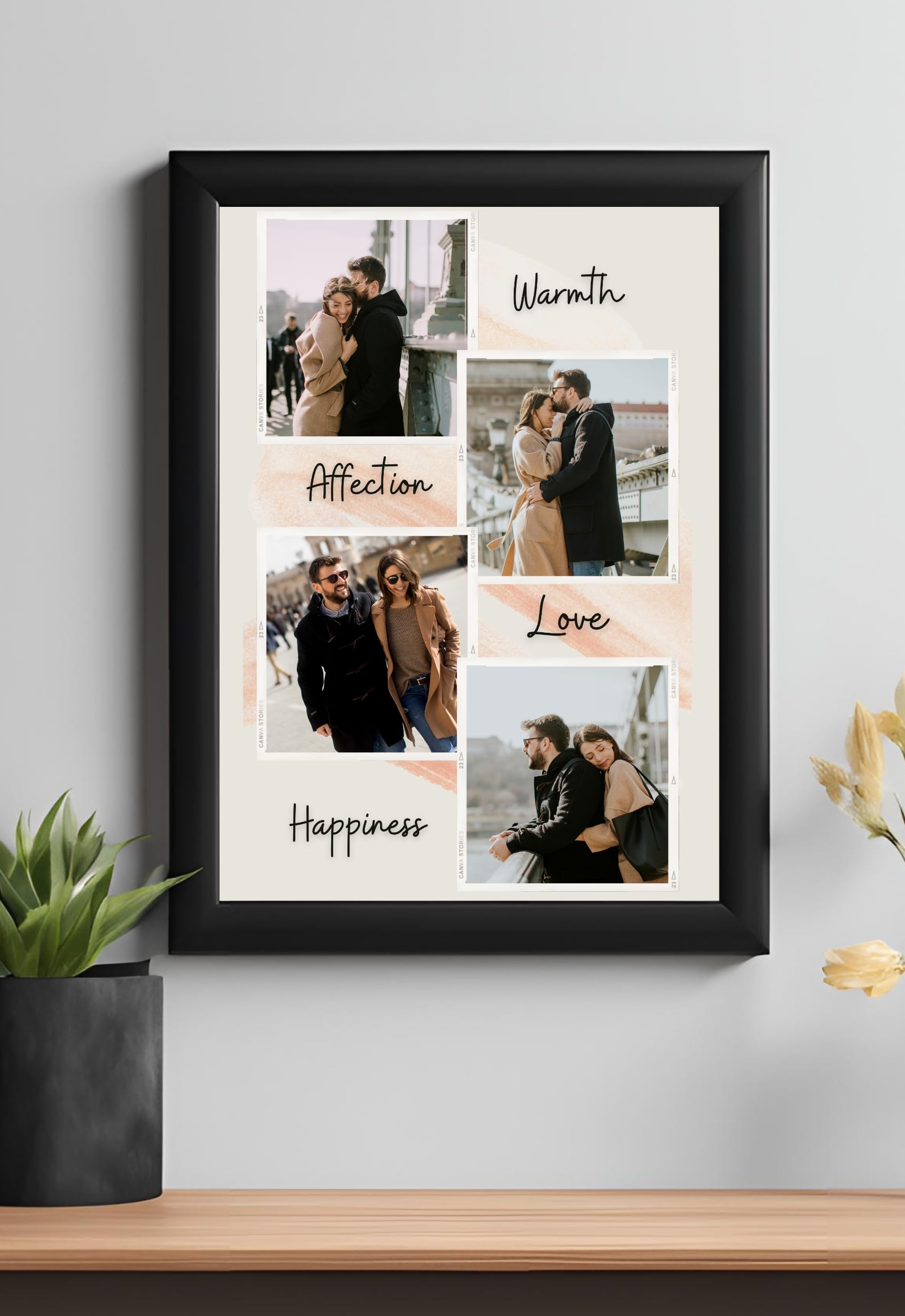 Master Flame Personalised Happy Anniversary Love Photo Collage Frame Poster with Photo Upload, Aesthetic Wall Art for Living Roo
