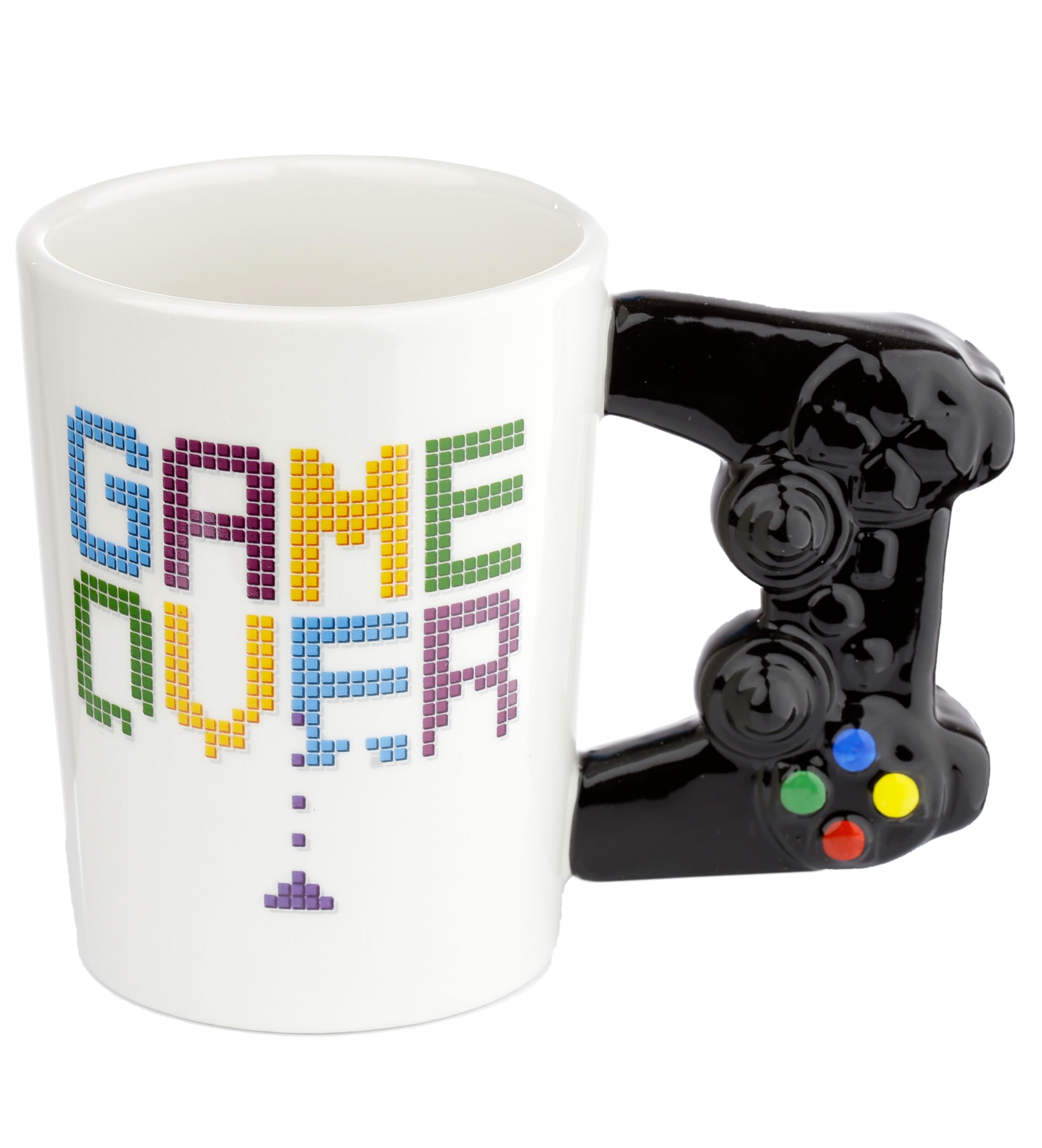 Puckator Game Over Game Controller Ceramic Shaped Handle Tea Coffee Mug - Funny Home Accessories Cute Gifts For Girlfriend Large