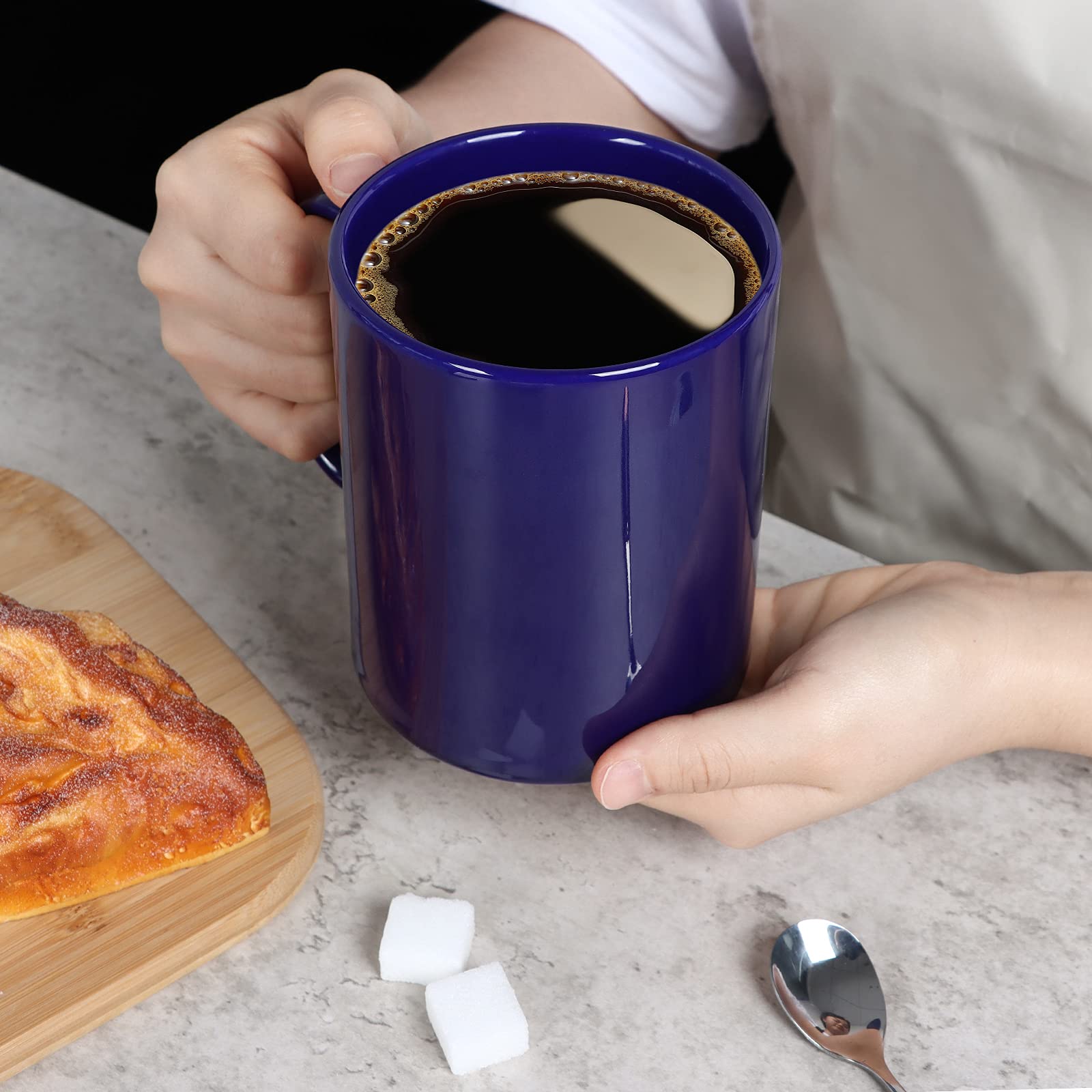 Smilatte 20 Oz Extra Large Ceramic Coffee Mug, M017 Classic Porcelain Boss Super Big Tea Cup With Handle For Office And Home, Bl