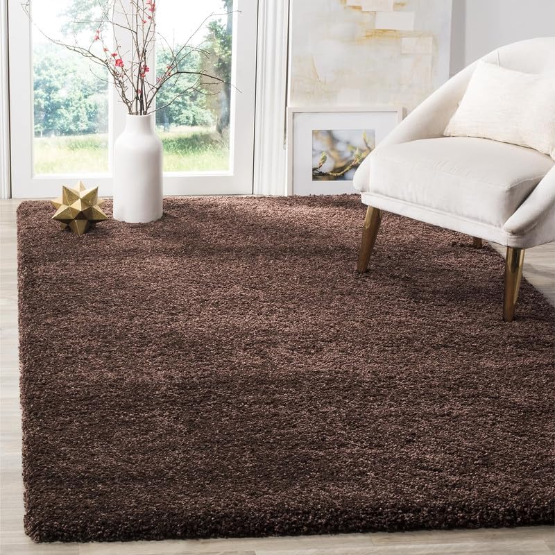 Gem Carpets Soft Modern Shag Area Rugs Fluffy Living Room Carpet Comfy Bedroom Home Decorate Floor Kids Playing Mat Brown(6X9 Fe