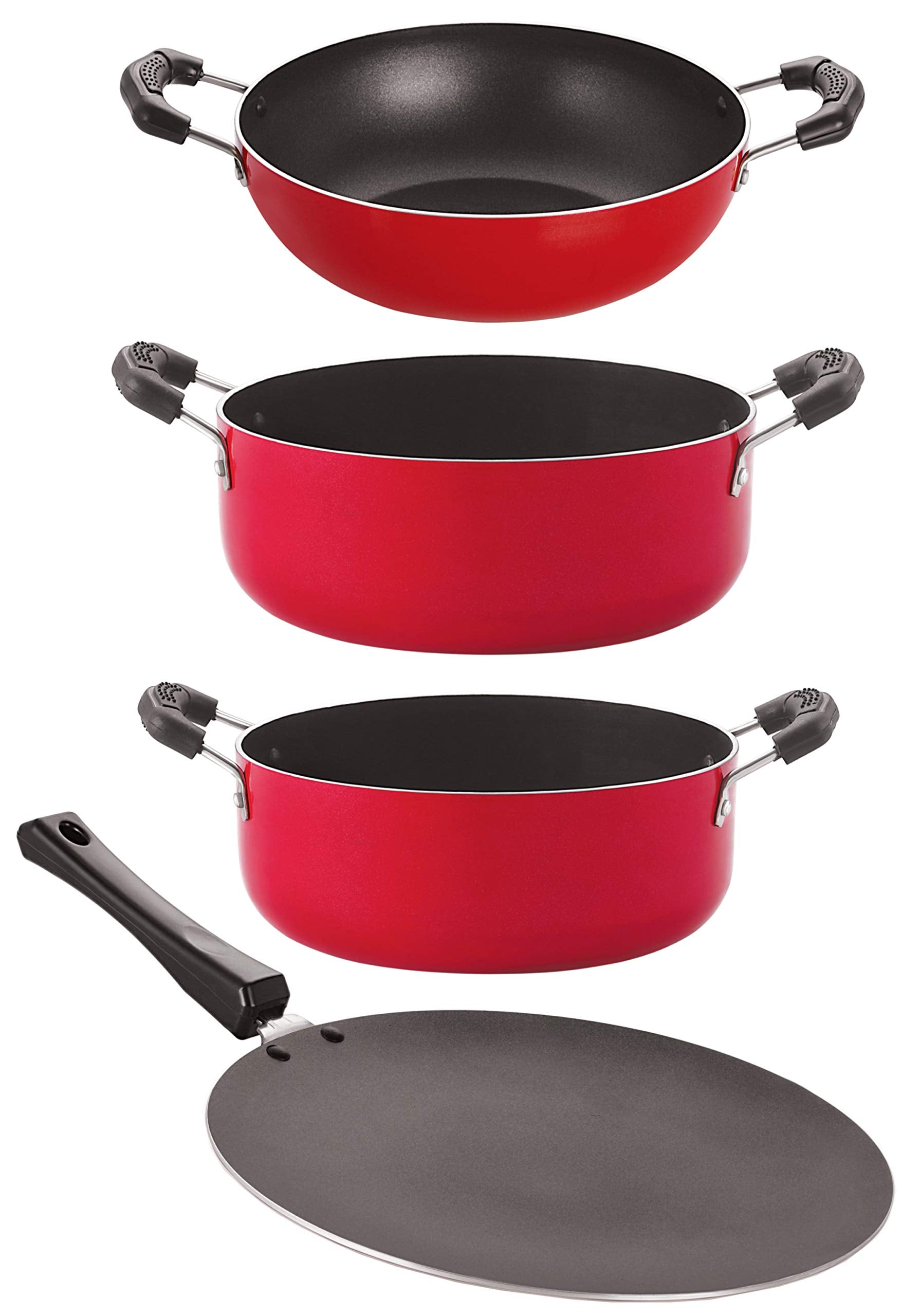Nirlon Non Stick Cookware Set Aluminum With Pfoa Free Scratch Resistant Coating, Dishwasher Safe, Ct12_Kd12_Cs26_Cs24