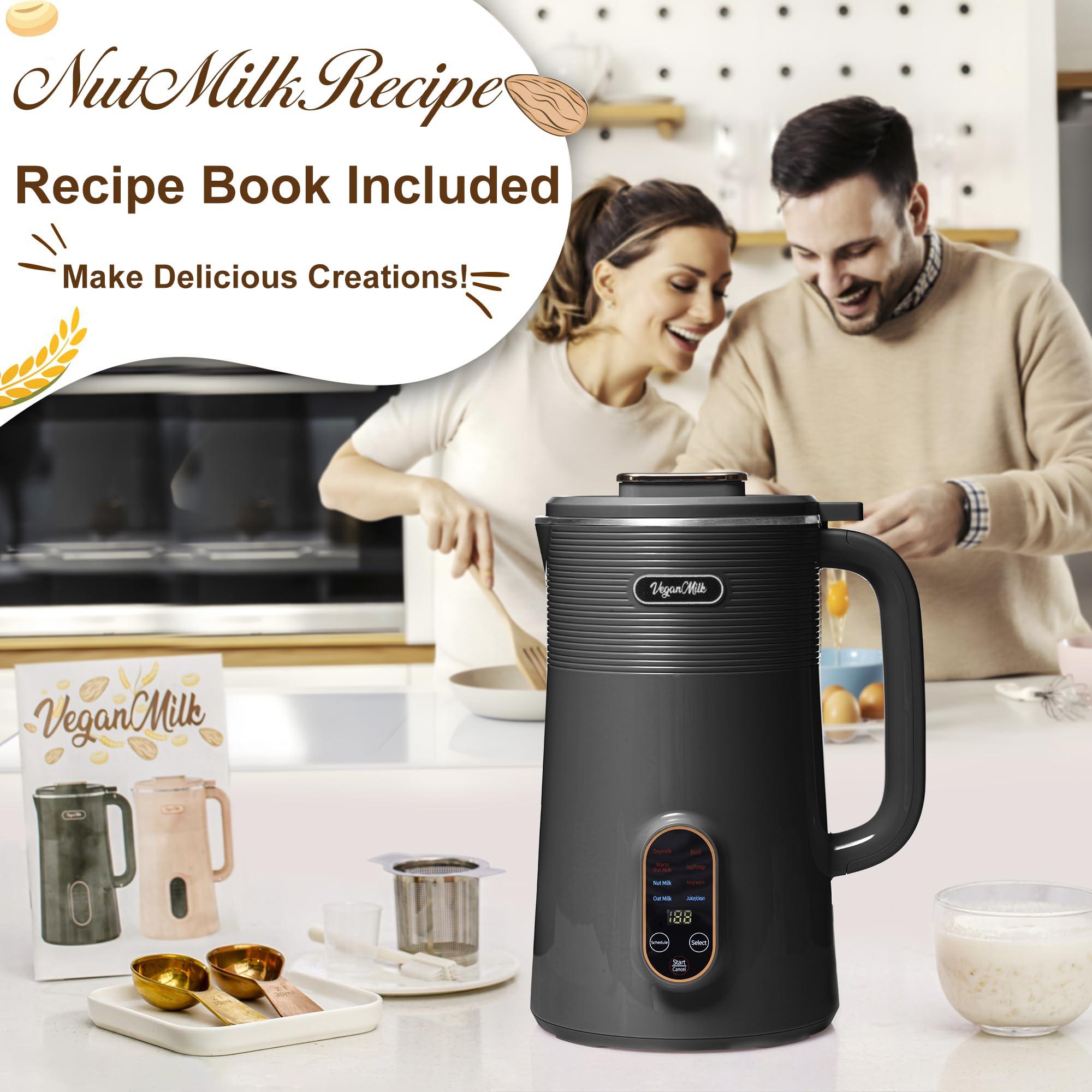 Nut Milk Maker Machine  Almond Milk Maker Machine  Soy Milk Maker Machine  Oat Milk Maker Machine - 8 in 1 Plant Based Milk Maker Machine Works as: Nut Milk Machine  Soymilk Maker & Soup Maker Machine