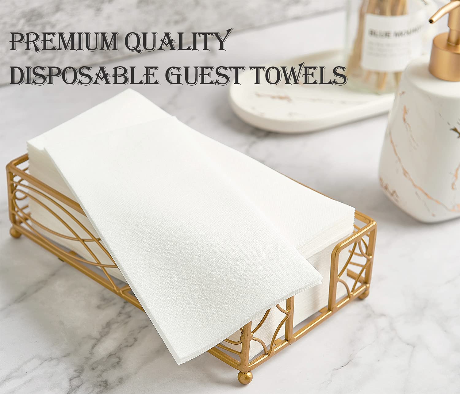 [100 Pack] Focusline Disposable Bathroom Napkins White, Linen Feel Guest Towels, Wedding Napkins, Paper Napkins, Soft And Absorb