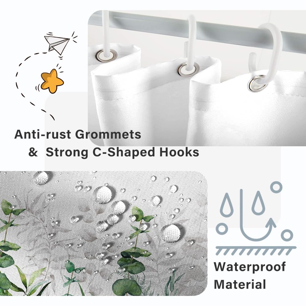 Ruelvth Stall Shower Curtain, Sage Green Eucalyptus Small Shower Curtain For Bathroom Waterproof Spring Green Leaves Rv Shower C