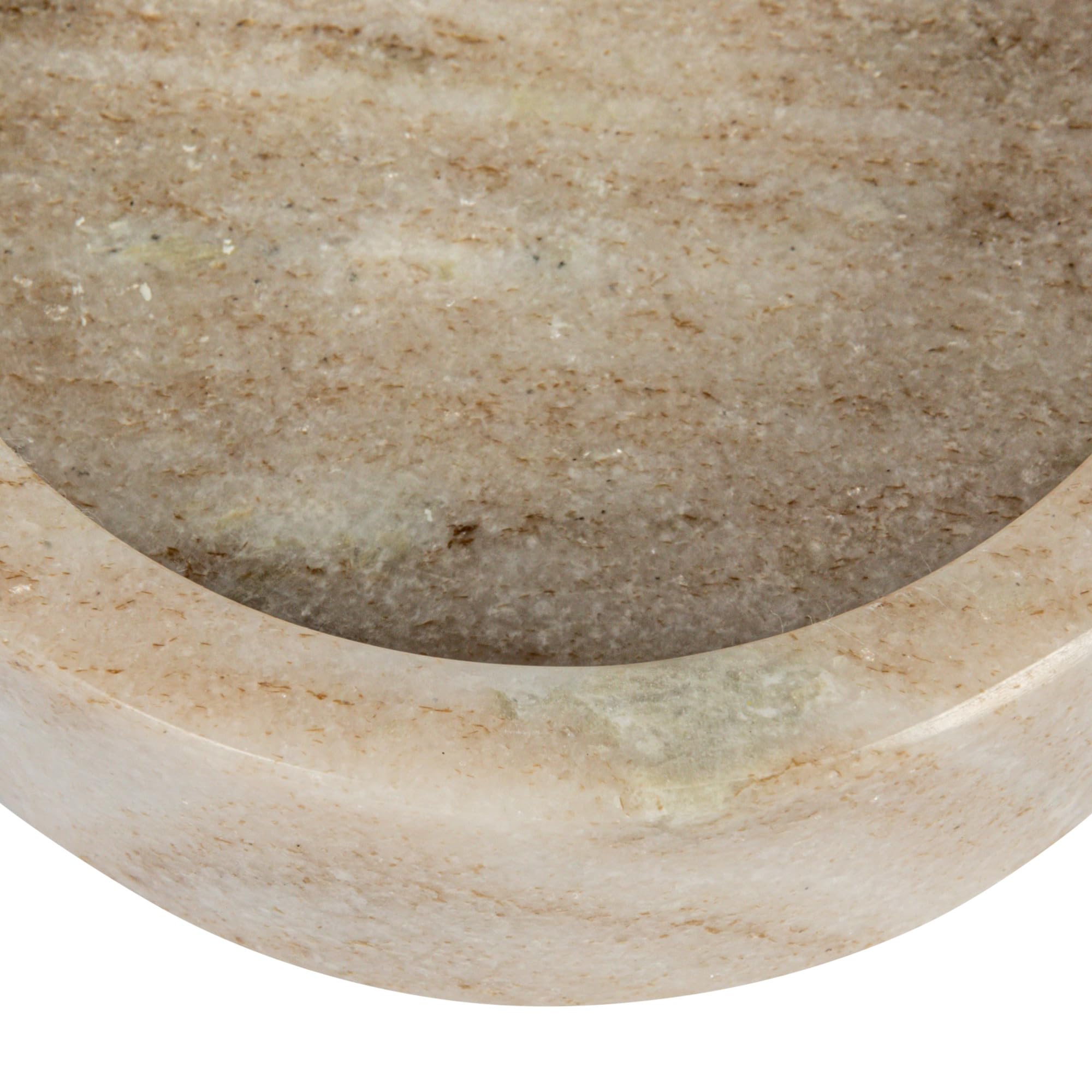 Bloomingville 5 Inches Round Marble Bottle Holder, Beige Dish
