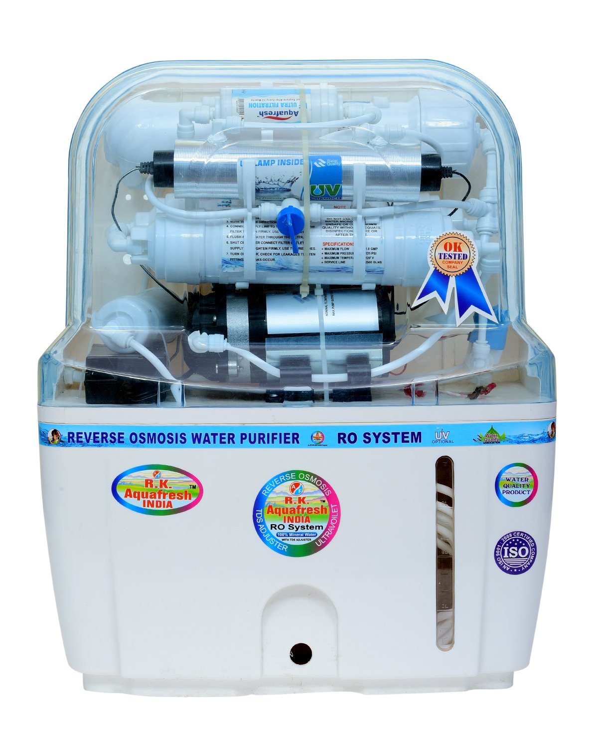 Rk Aqua Fresh India Swift Pure Alkaline Plus Ro Water Purifier With Ro+Uv+Uf+Alkaline Zinc Copper Tds Adjuster 15 Ltrs Storage B