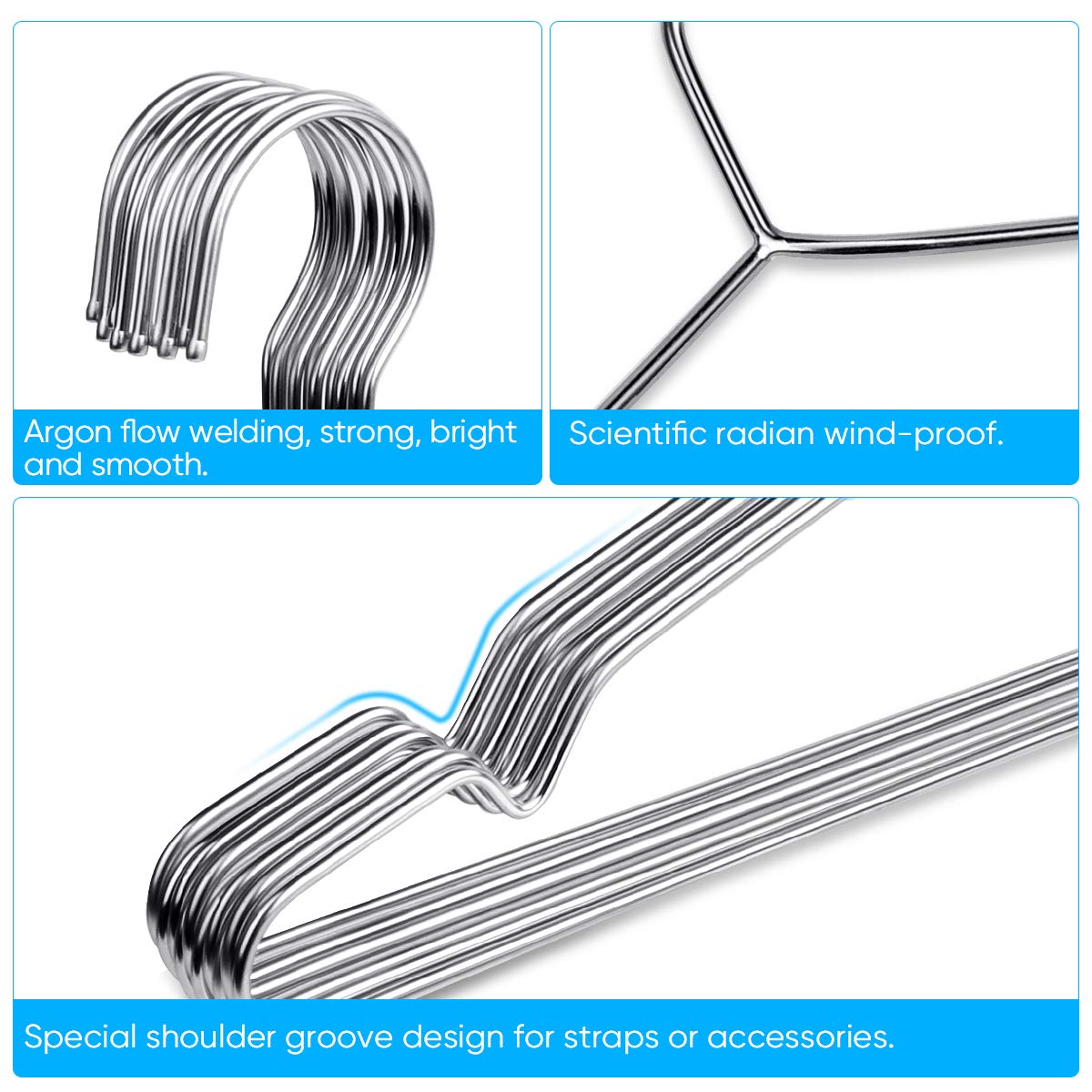Fayleeko Wire Hangers Coat Hangers Strong Heavy Duty Stainless Steel Metal Hangers Ultra Thin Space Saving Clothes Hangers (30 Pack 16.5 Inch)