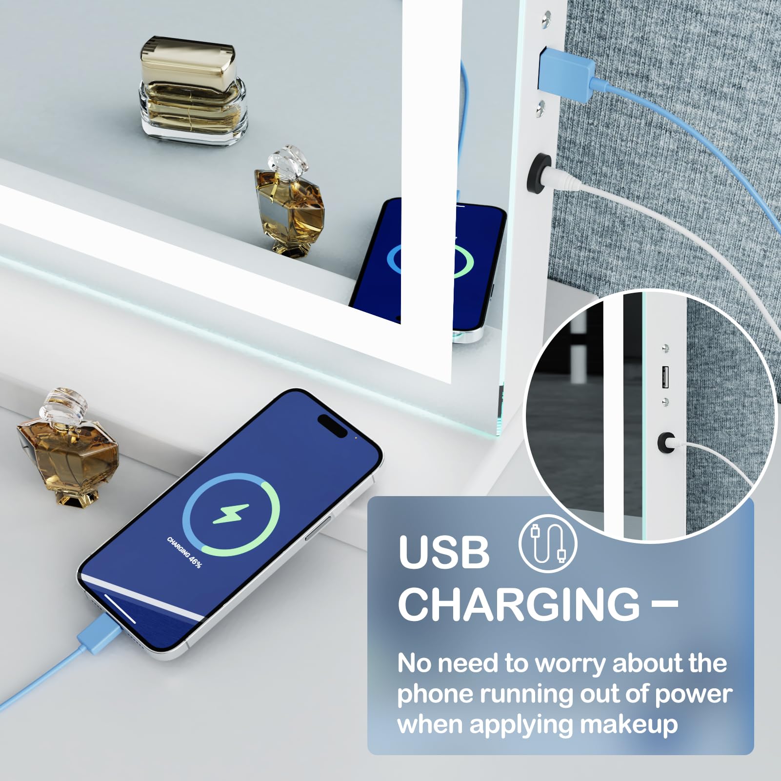 Gvnkvn Makeup Vanity Mirror With Lights 32'' X 24'' Large Led Makeup Mirror, Light Up Mirror With 10X Magnification And Usb Char