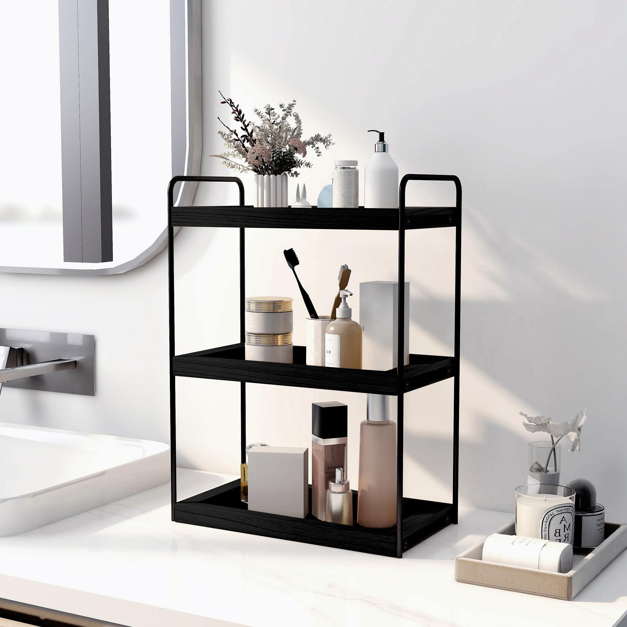 Dorhors 3 Tier Bathroom Counter Organizer,Countertop Bathroom Organizer And Storage Shelf,Bathroom Counter Tray And Vanity Organ