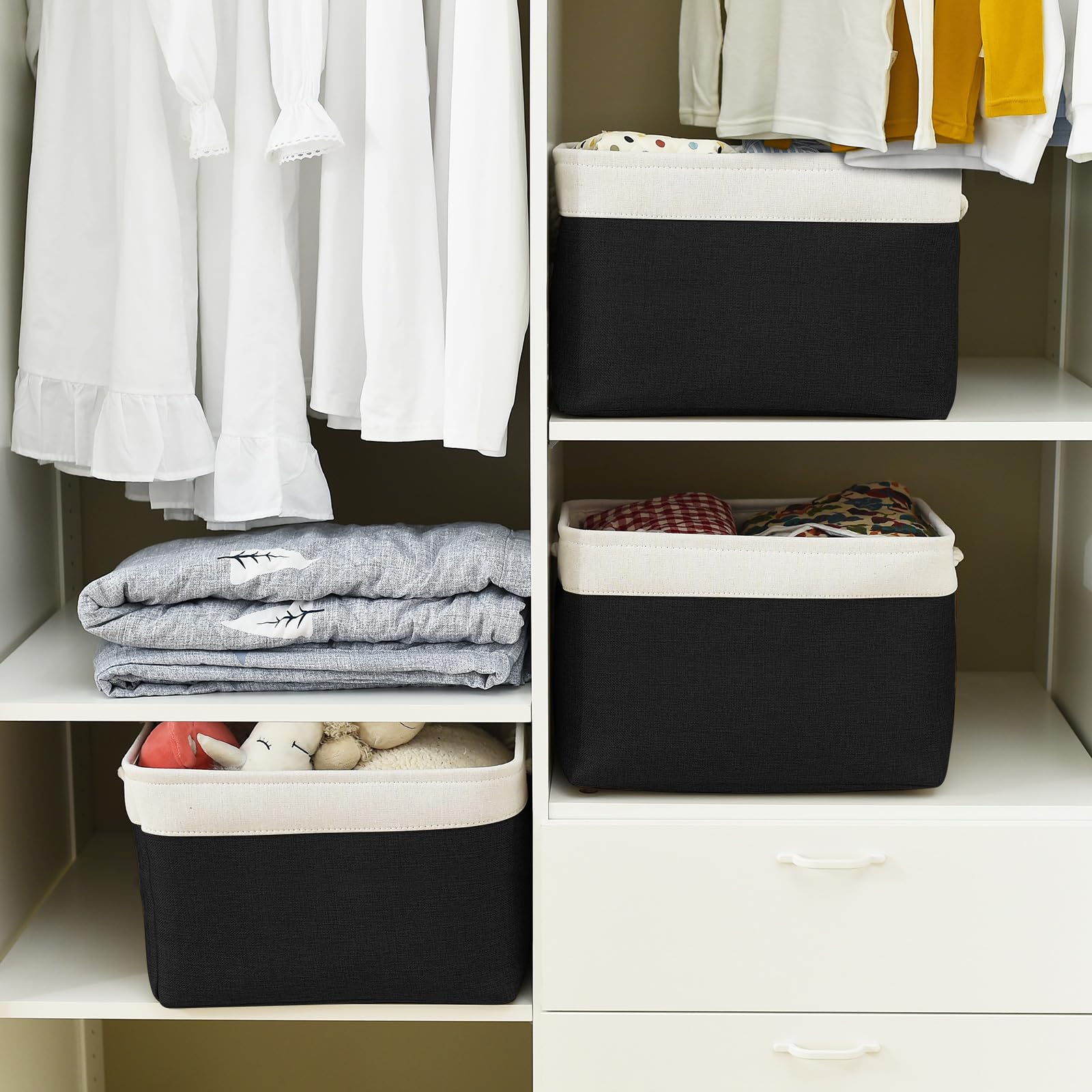 Thewarmhome Storage Basket For Gifts Empty - Large Cubes 3 Pack 15.8X11.8X11.8 Inch Storage Bins For Organizing Book Cloth Bathr