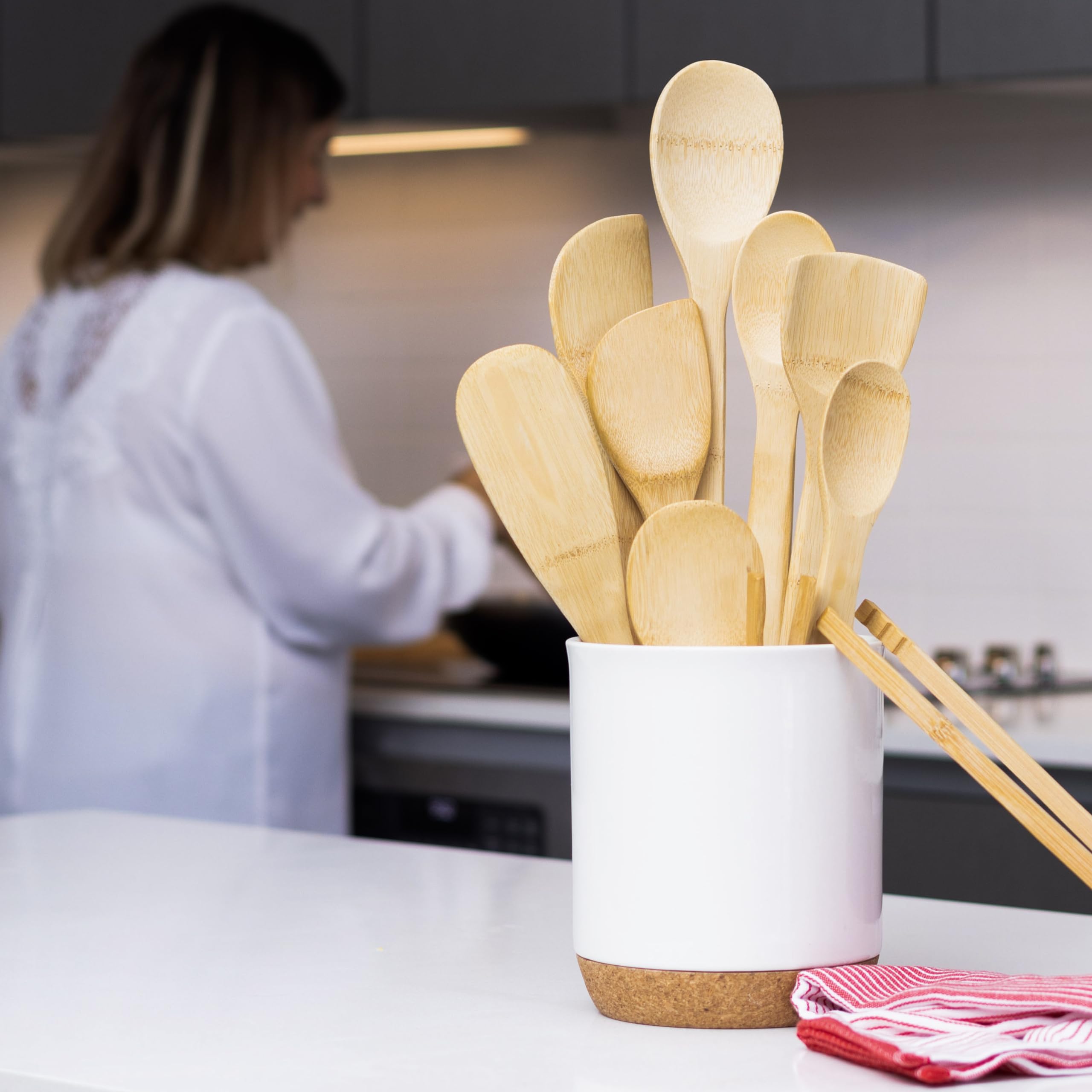 Joyce Chen Burnished Bamboo Wok Utensils, 3-Piece Stir Fry Set