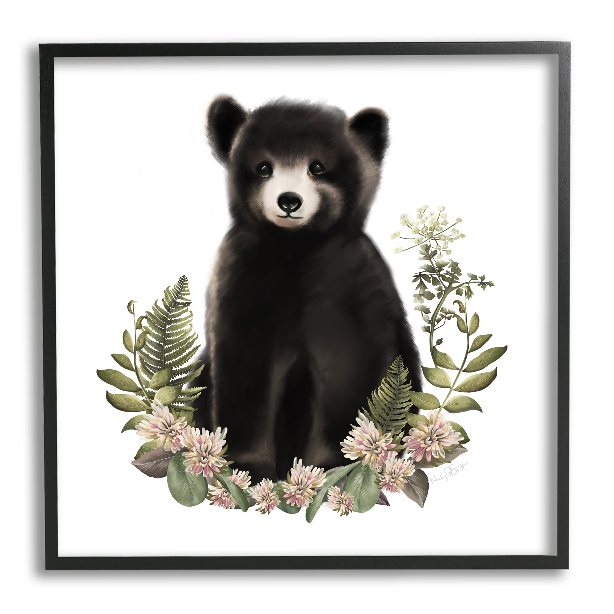 Stupell Industries Floral Bramble Bear Framed Giclee Art by Studio Q
