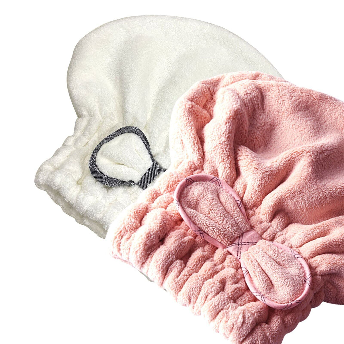 Jseng 2PC Microfiber Hair Drying Caps Large, Extrame Soft & Ultra Absorbent, Fast Drying Turban Hair Wrap Towels Thick Fluffy fo