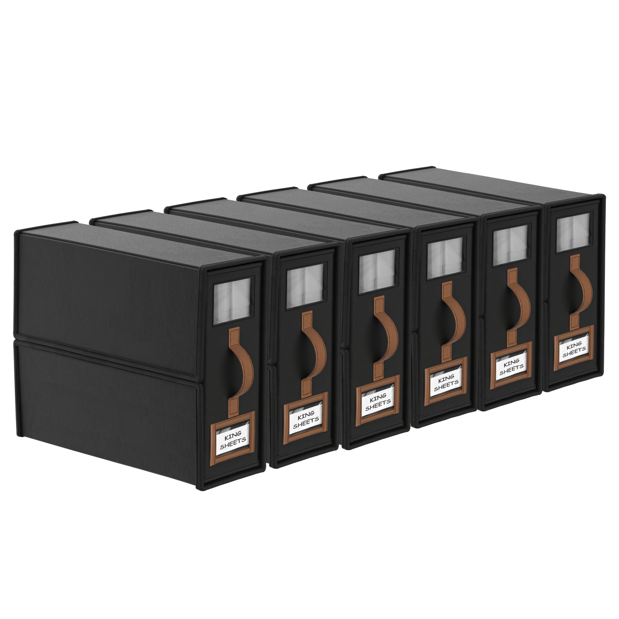 BigPonPon 6 Pack Bed Sheets Organizers And Storage (King Size),Foldable Sheet Organizer With Handle For Linen Closet,Bedding Org