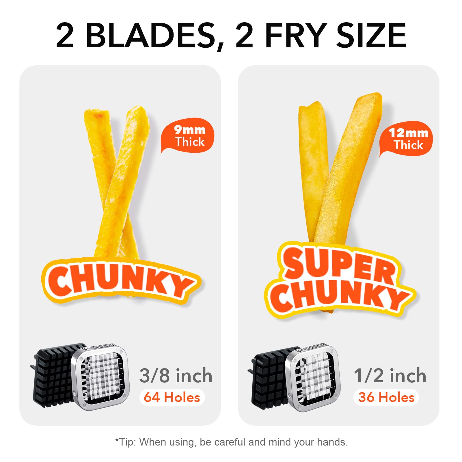 Befano French Fry Cutter, Stainless Steel Potato Cutter With 1/2 Inch And 3/8 Inch Blades, Commercial French Fries Slicer For Wh