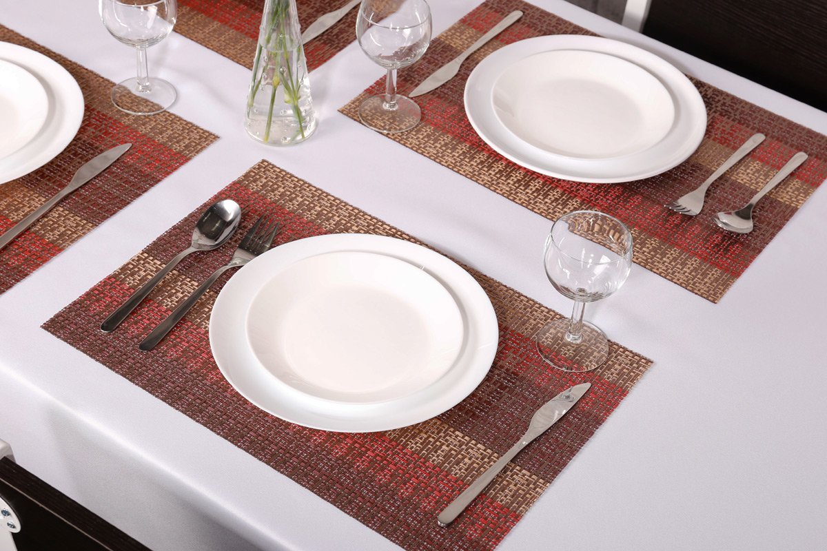 Sicohome Placemats Set Of 6, Red Vinyl Placemat For Dining Table, Home, Kitchen, Office And Outdoor