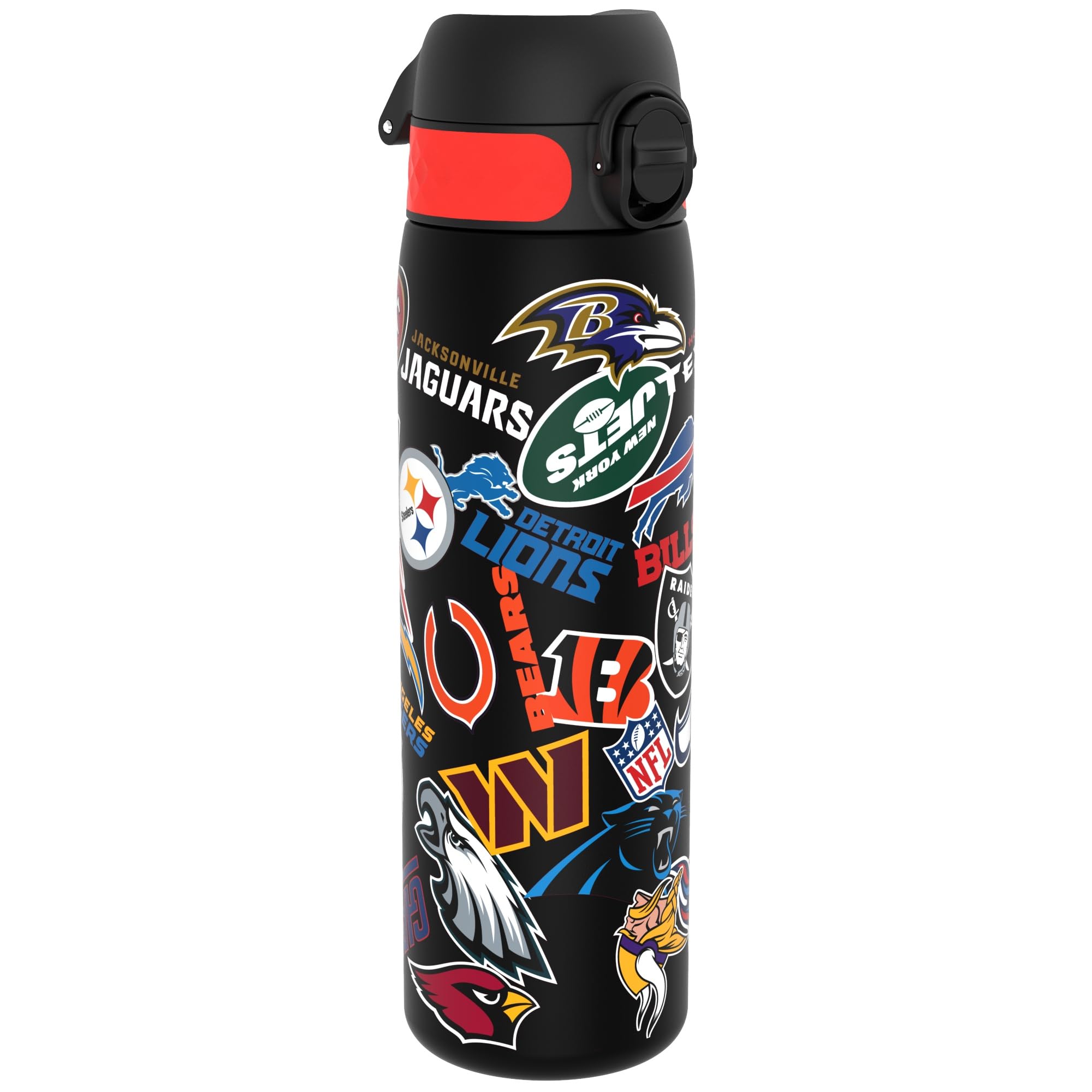 NFL Patch Logos Water Bottle, 500 ml/18 oz, Leak Proof, Easy to Open, Secure Lock, Dishwasher Safe, BPA Free, Hygienic Flip Cove