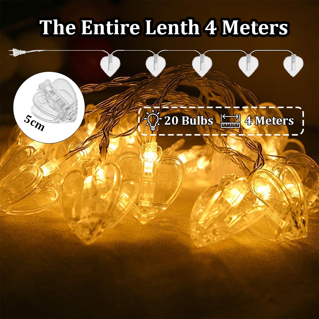 Fizzytech Photo Clip Led String Lights Perfect For Photo Hanging Birthdays Festivals Weddings Parties & Home (Heart Shape Clip 2