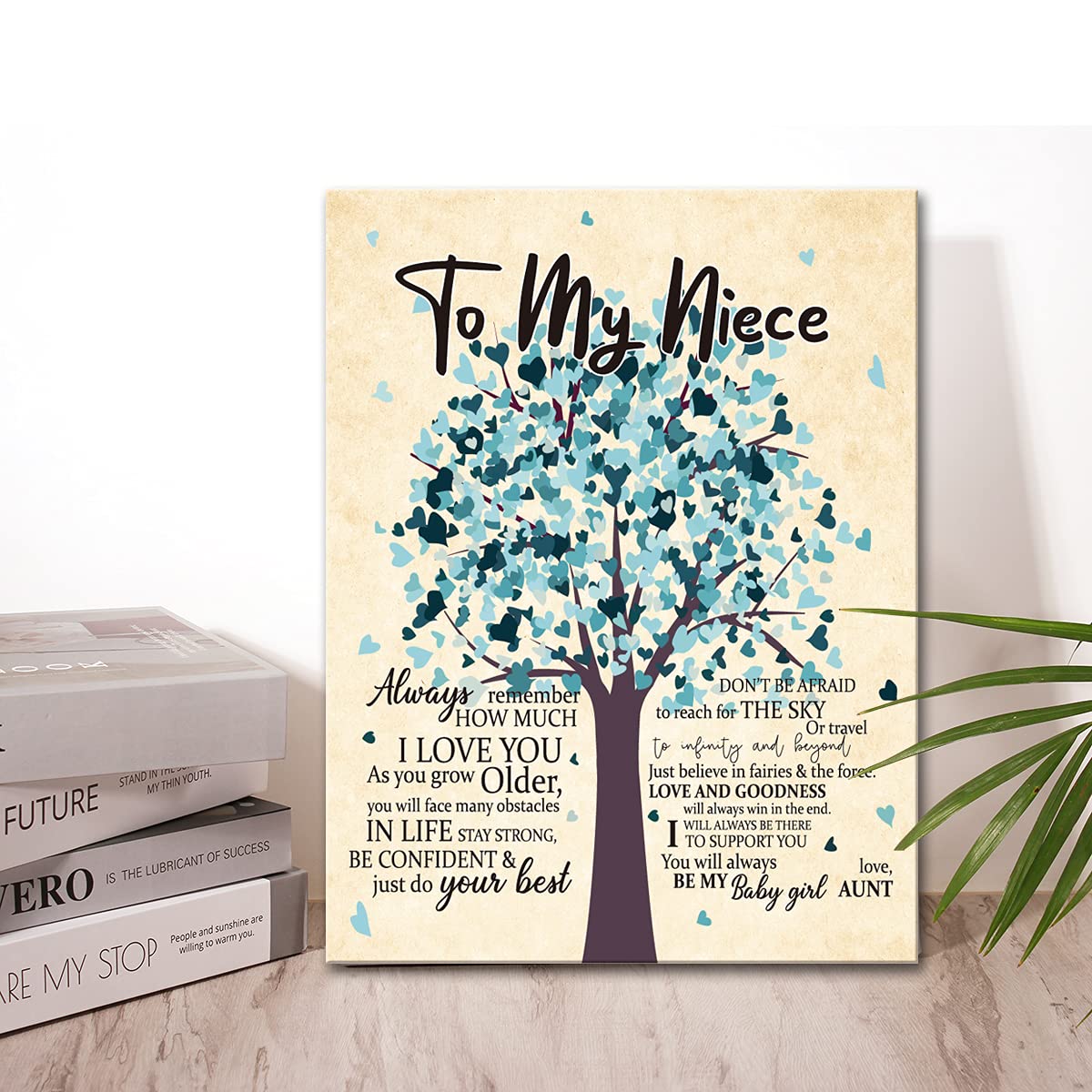 Wailozco Gifts For Niece - Hangable Canvas Poem Prints Framed Poster Wall Art For Niece From Aunt-Meaningful Niece Gifts,Niece H