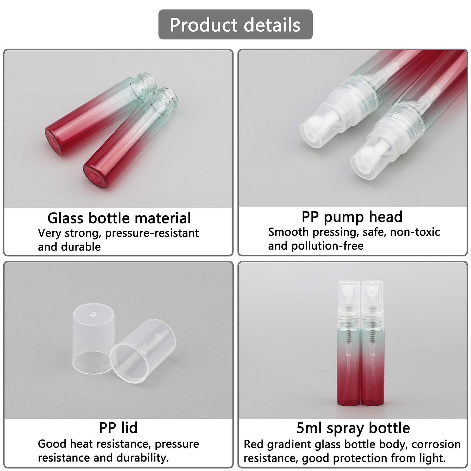 Newzoll 10Pcs Sample Spray Bottles Set, 5Ml Empty Glass Spray Bottles With Funnel, Small Fine Mist Atomizer Sprayer Vials For Es
