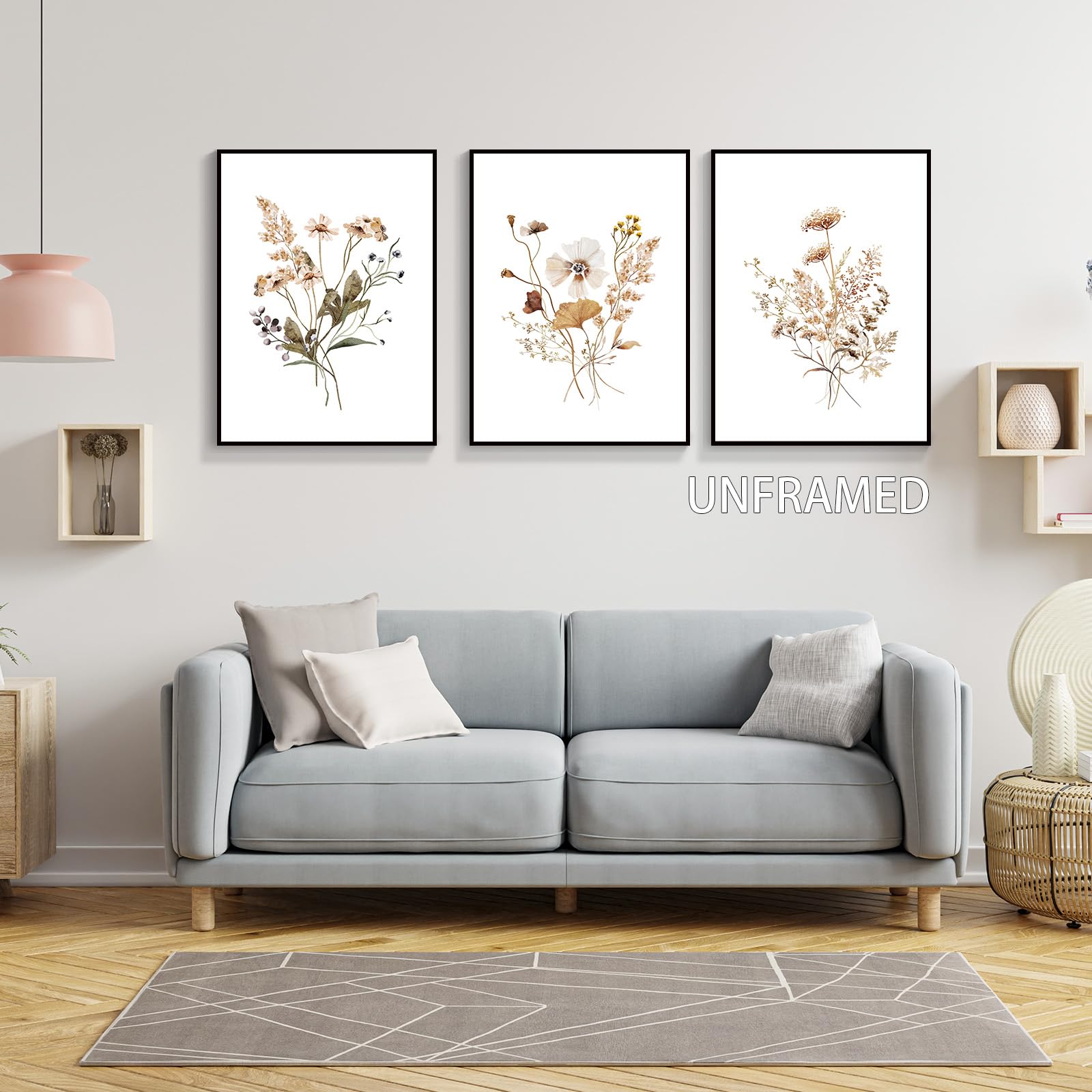 Dfaiuy Wildflowers Watercolour Poster Neutral Botanical Boho Canvas Wall Art Vintage Green Leaf Floral Nature Print Painting Cou