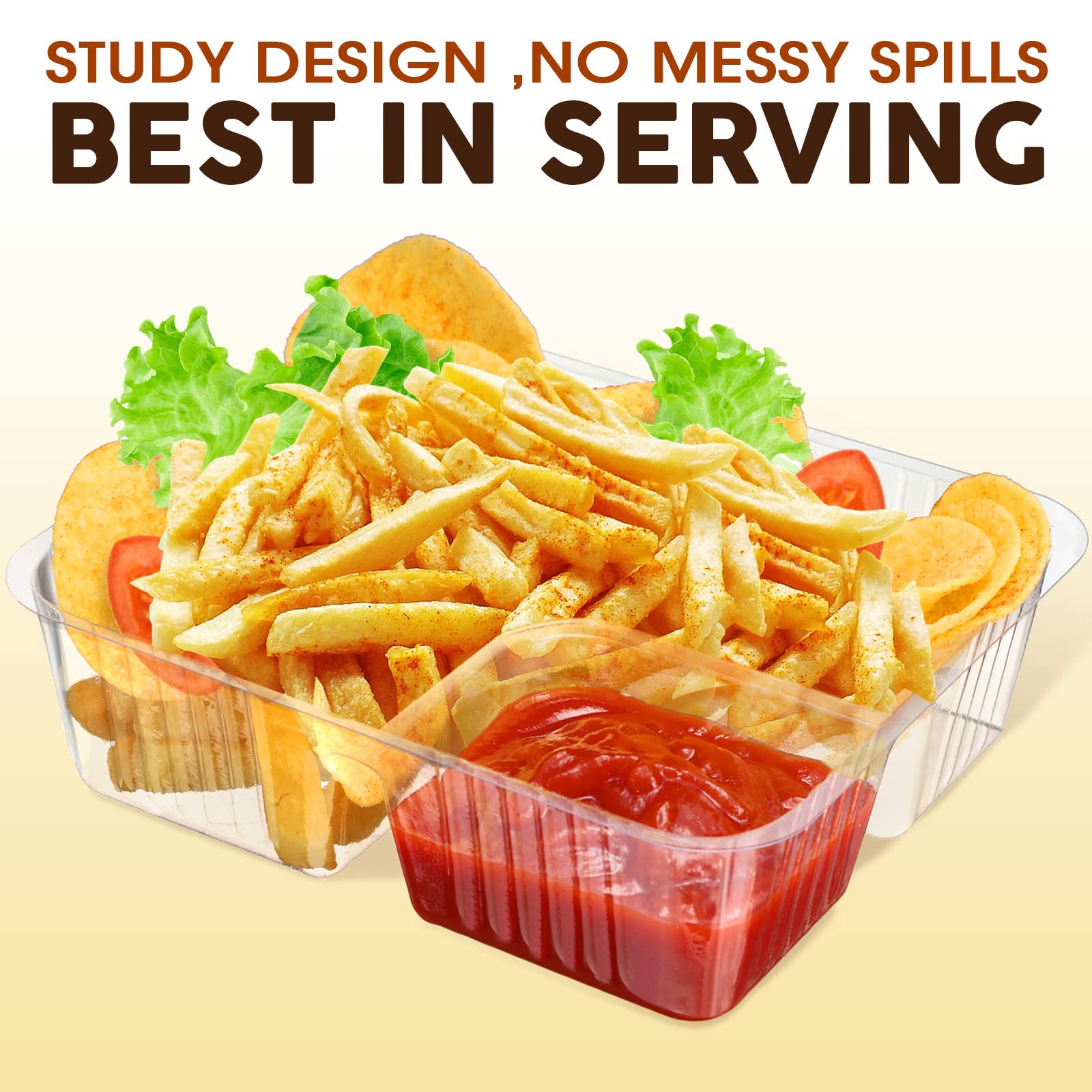 300 Pcs 12Oz Nacho Trays Disposable Food Tray 2 Compartment Nacho Boat Concession Stand Supplies Movie Night Snack Trays Clear P