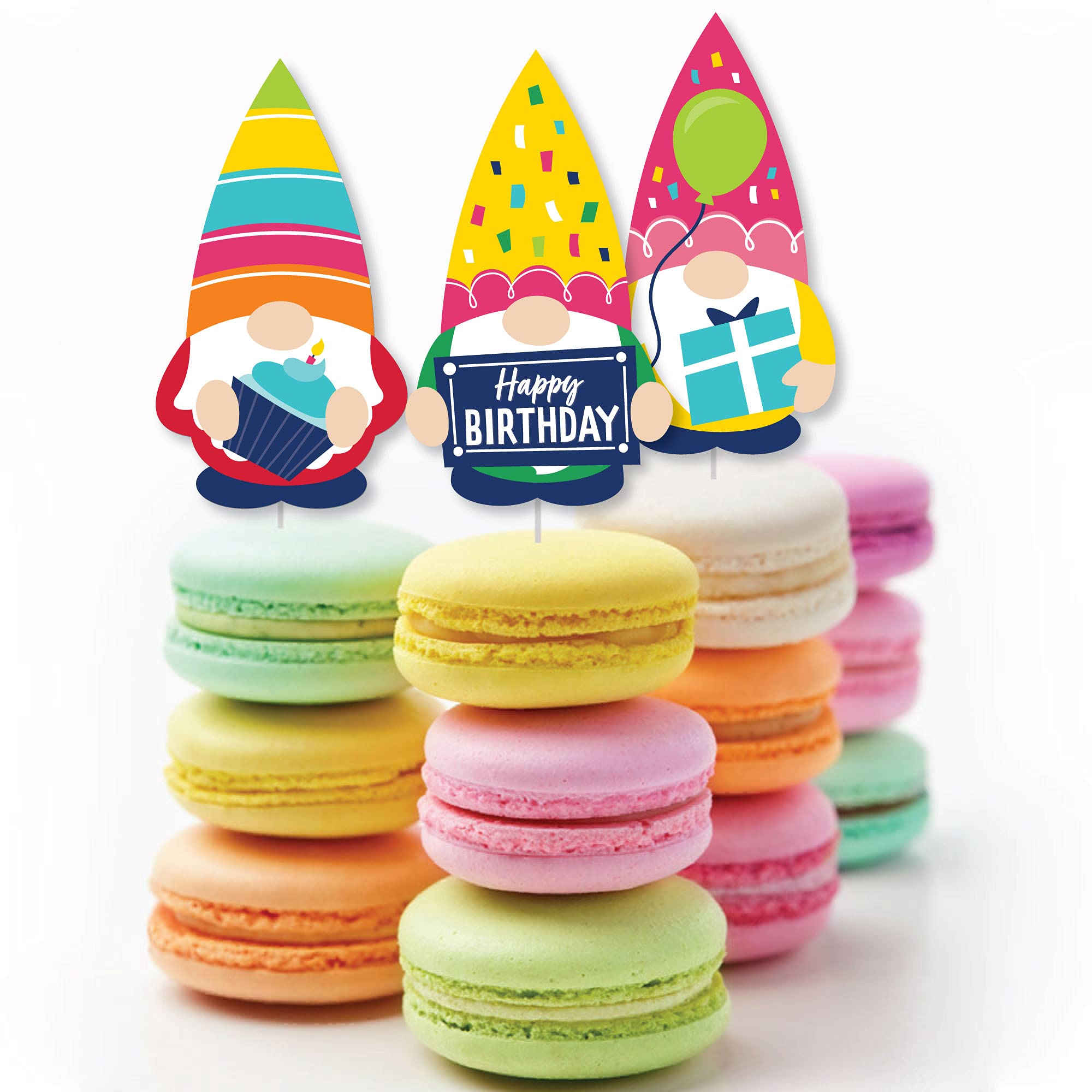 Big Dot Of Happiness Gnome Birthday - Diy Shaped Happy Birthday Party Cut-Outs - 24 Count