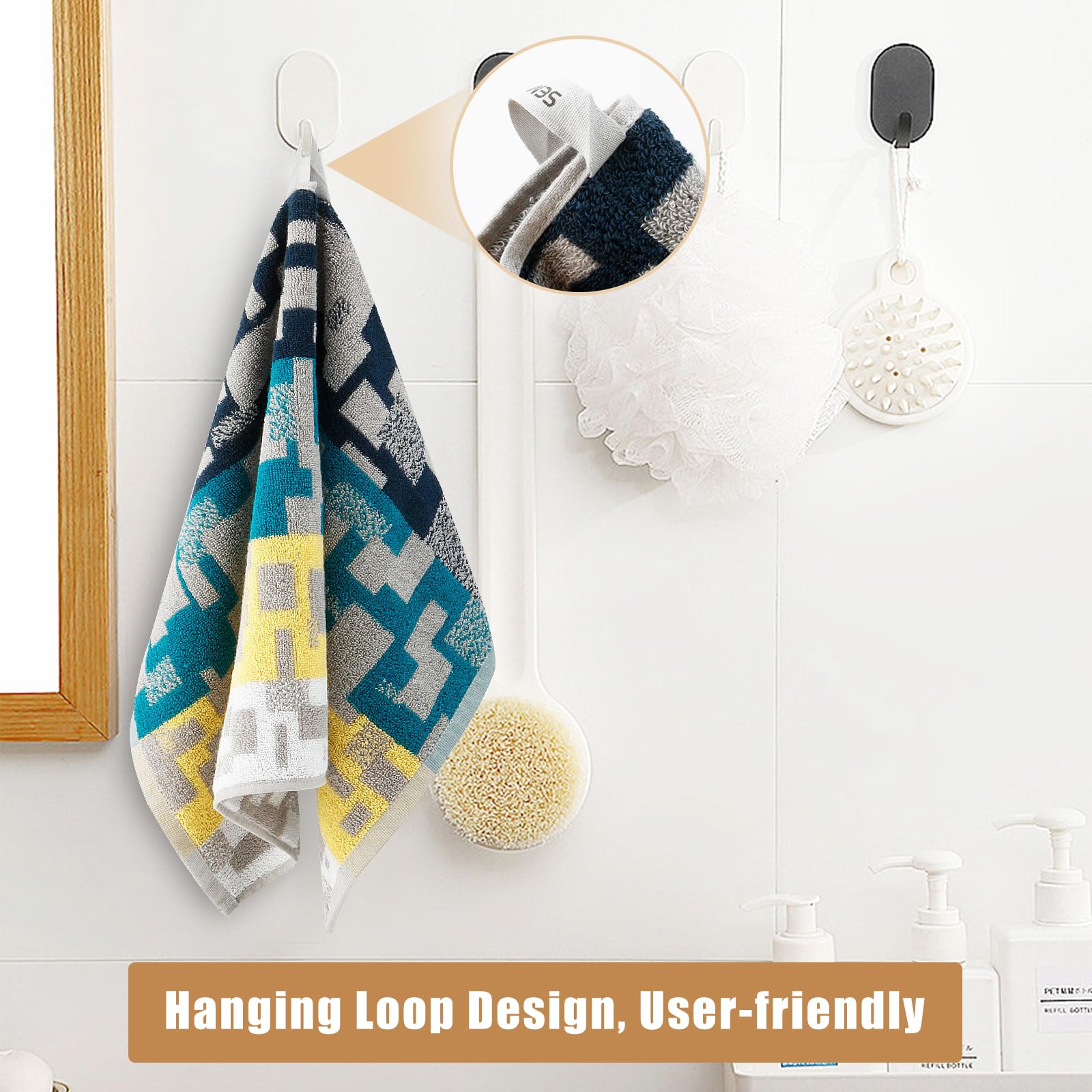 Semaxe Bath Towel Set Of 8 Include 2 Bath Towels 2 Hand Towels 4 Washcloths, 100% Cotton Bathroom Towels With Hanging Loops And