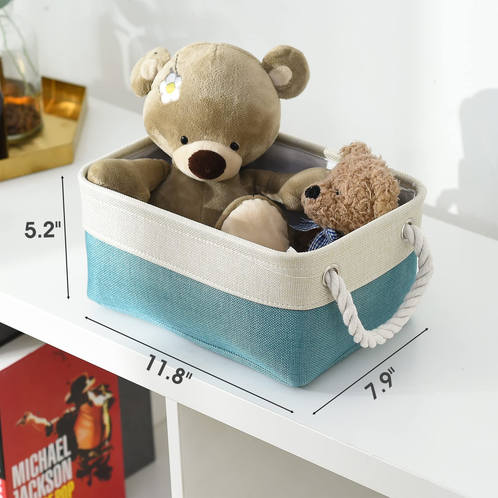 Thewarmhome Storage Bins For Shelves - Small 6 Pack 11.8X7.8X5.2 Inch Sturdy Storage Basket W/Handles, Decorative Foldable Stora