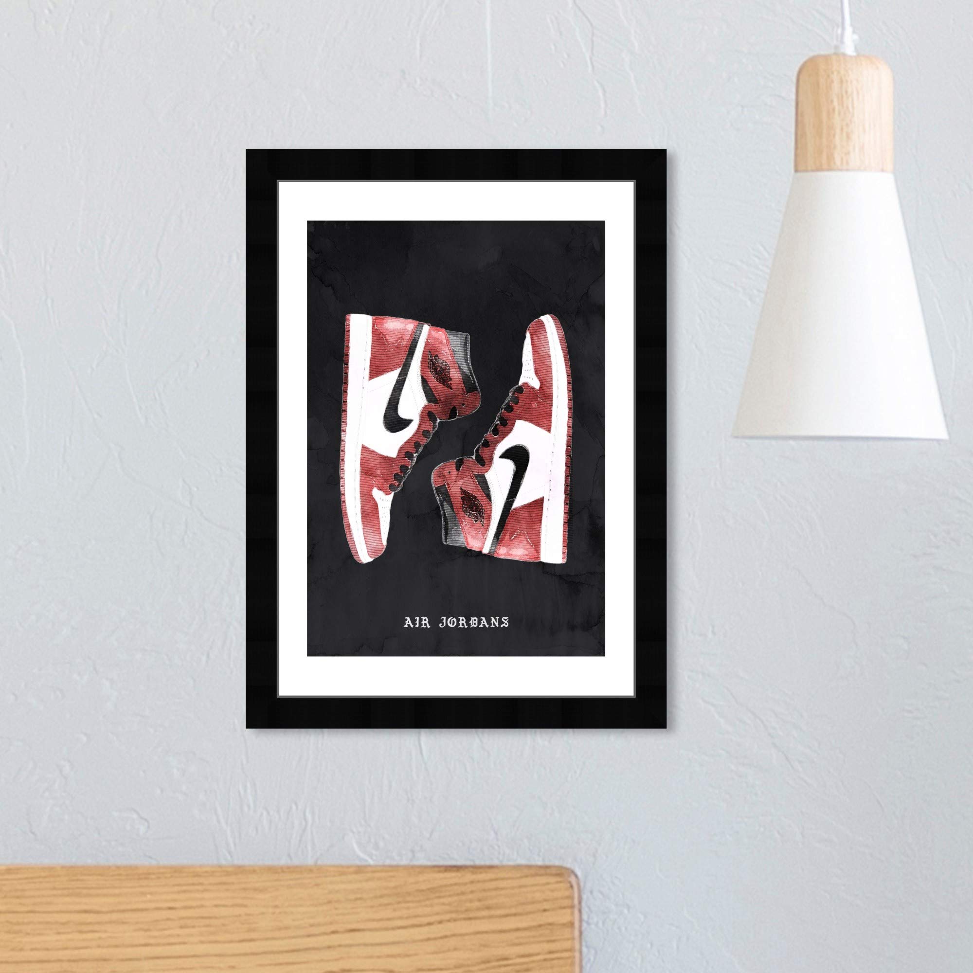 Wynwood Studio Red Basketball Sneakers Wall Art Street Style Home D  Cor Framed Poster Print Painting 'Classic Sneakers' In Blac