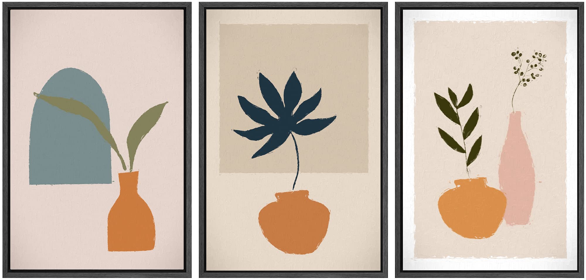 Signwin 3 Piece Framed Canvas Wall Art Illustration Canvas Prints Home Artwork Decoration For Living Room,Bedroom - 16''X24''X3