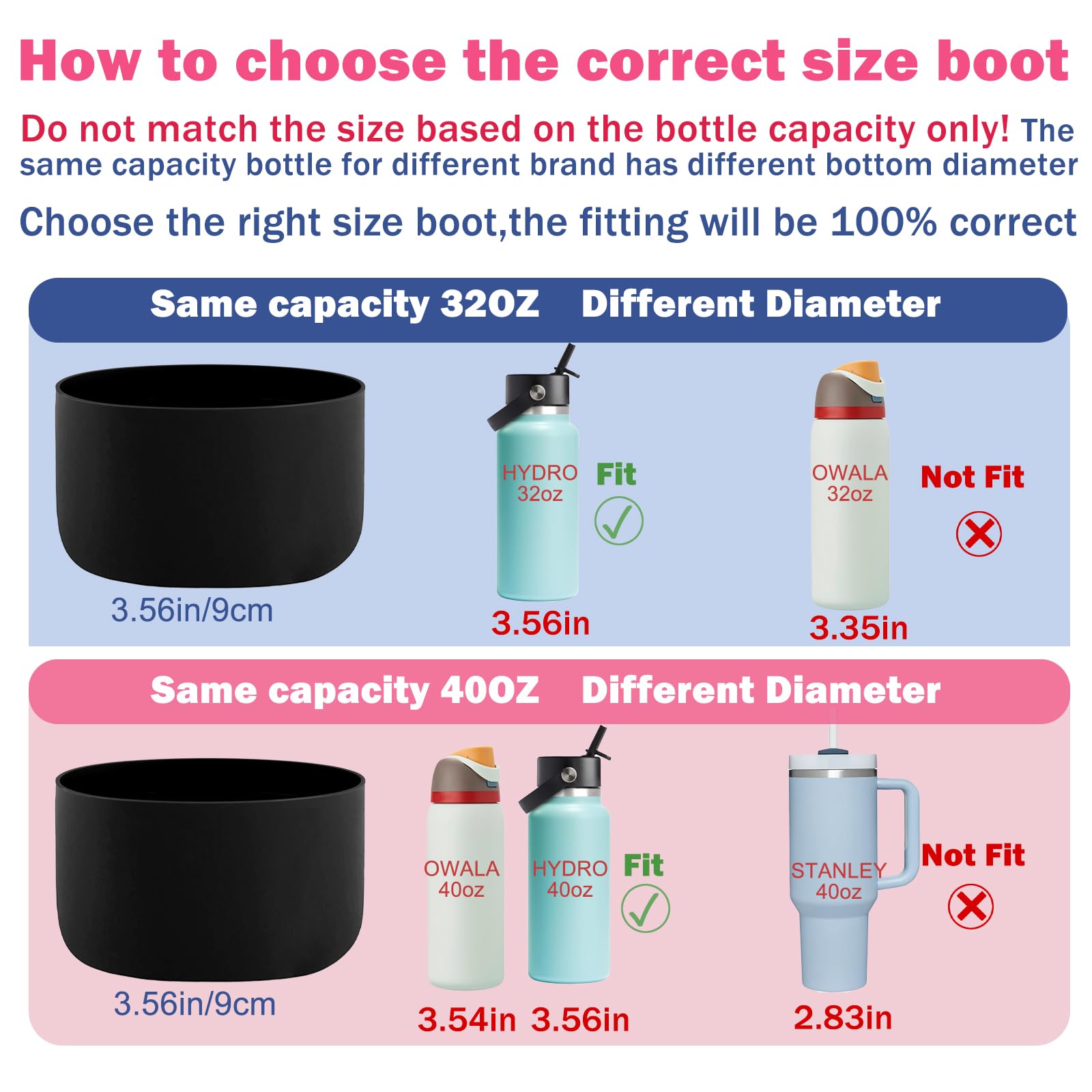 Heyskay Protective Flask Silicone Boot Cover Base 32Oz 40Oz For Hydro Flask Water Bottle Accessories Yeti, Takeya,Mira, Iron Fla