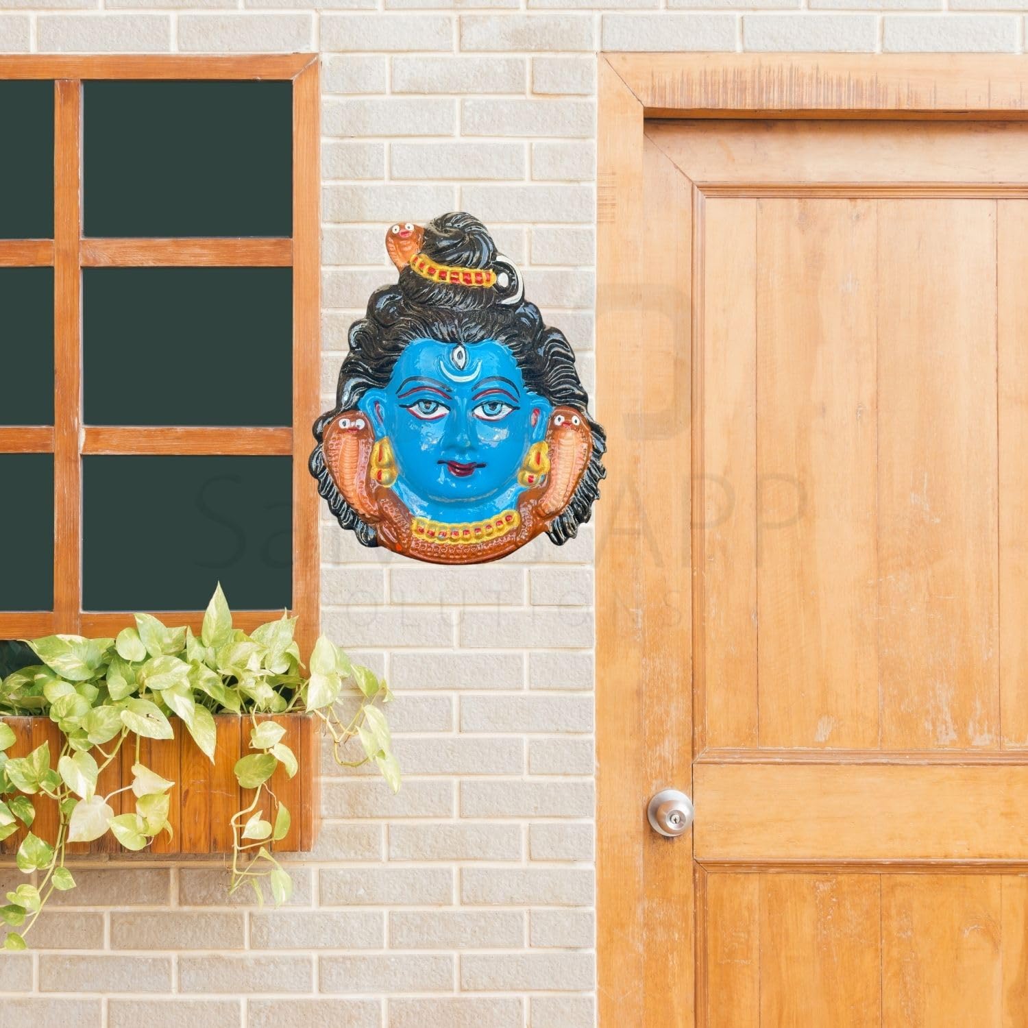 Salvus App Solutions Unique Metal Lord Shiva/Mahakal Face Wall Hanging For Decoration & Evil Eye Protection For Home, Office & S