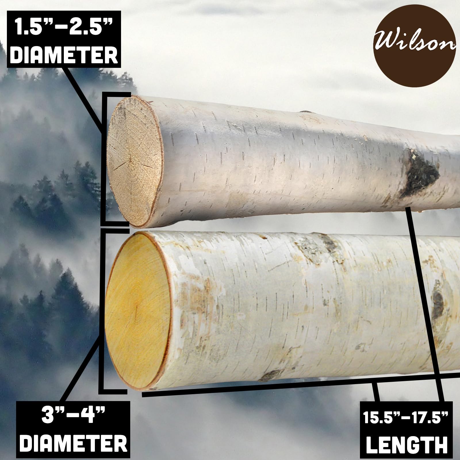 Wilson Decorative White Birch Logs  Natural Bark Wood Home D?or - 17-18'' in Length 1.5''-4'' Dia. (Set of 6)