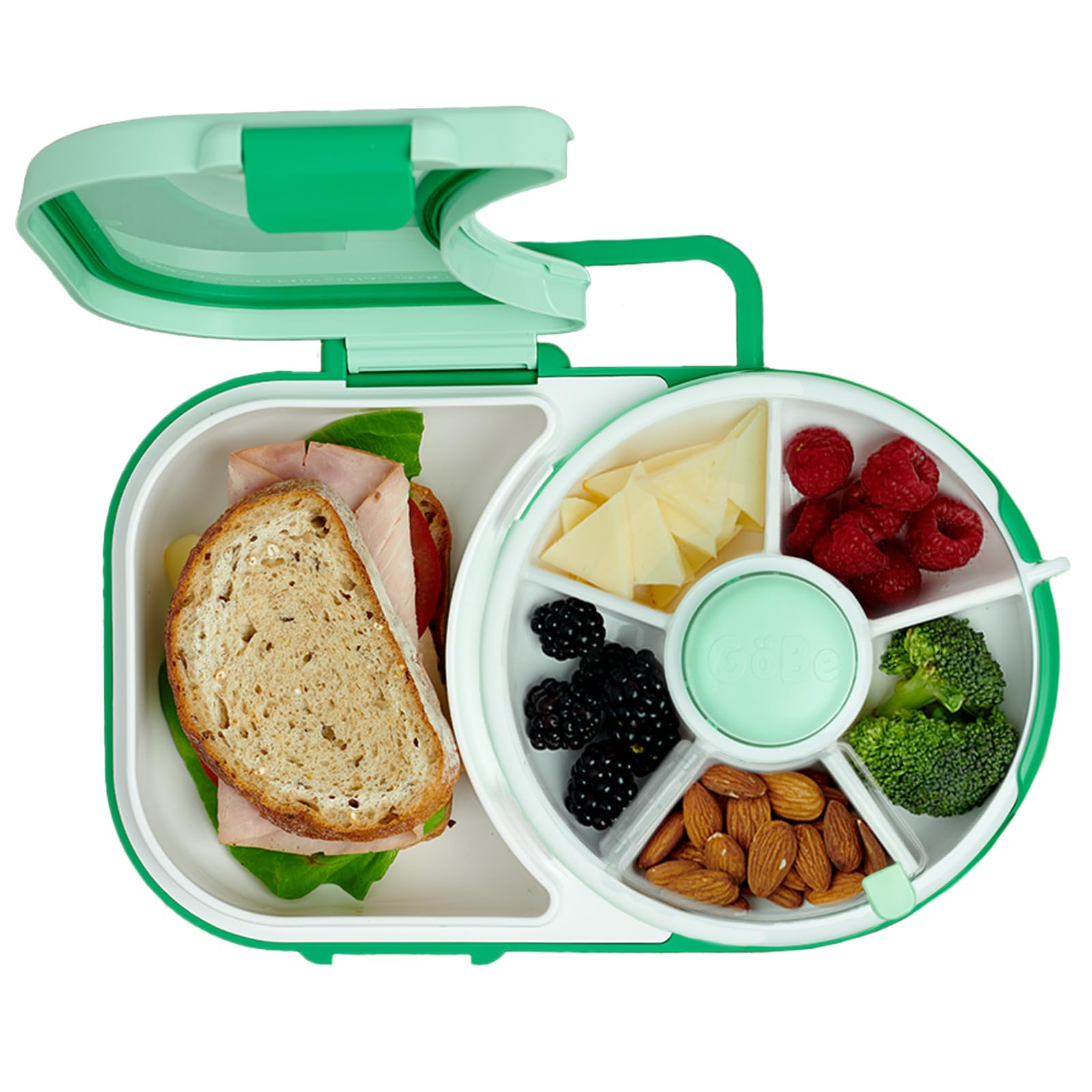 Gobe Kids Lunchbox With Detachable Snack Spinner + Hand Strap & Sticker Sheet, Reusable Bento Style Lunch Container, 5 Small +1