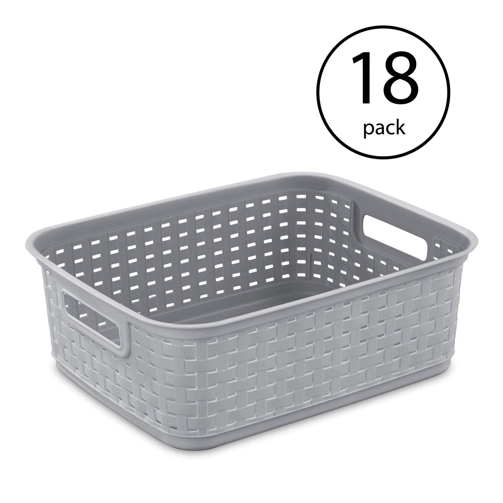 Sterilite Short Plastic Weave Storage Basket, Bin Organization For Countertops, Classroom, Tabletops And Shelves For Crafts, Jew
